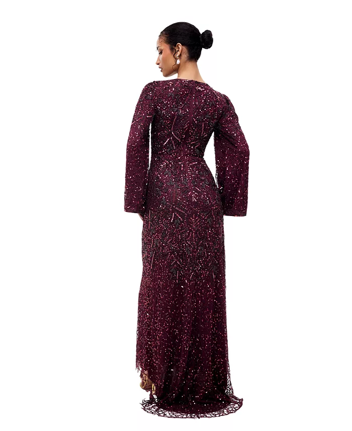 Women's Modest Embellished Sequins Gown - thumbnail 2