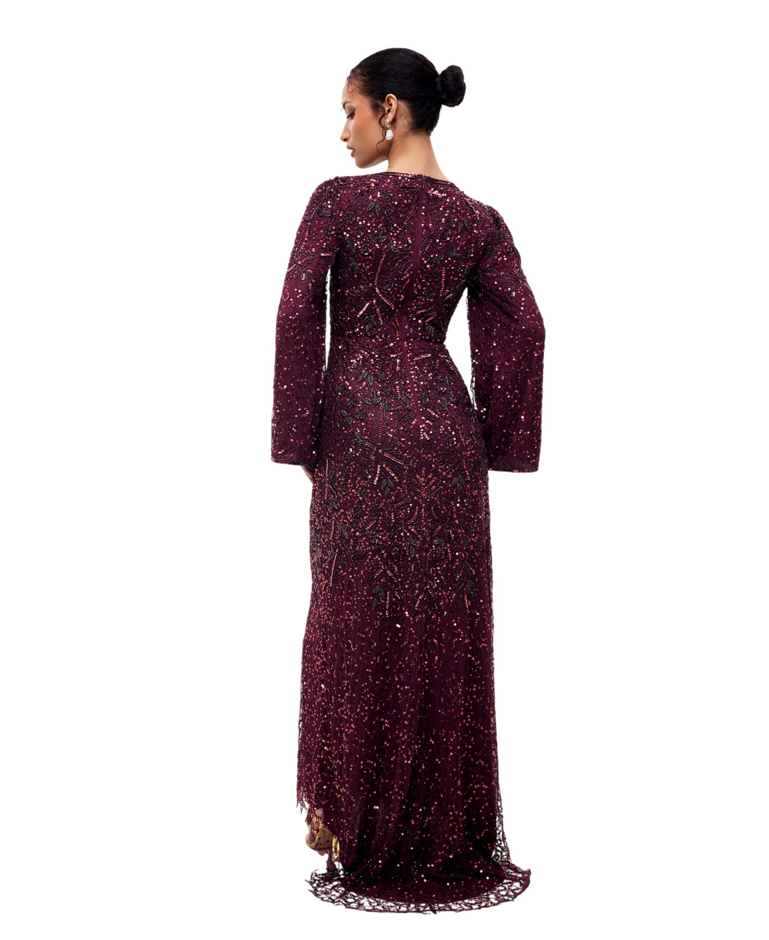 Women's Modest Embellished Sequins Gown
