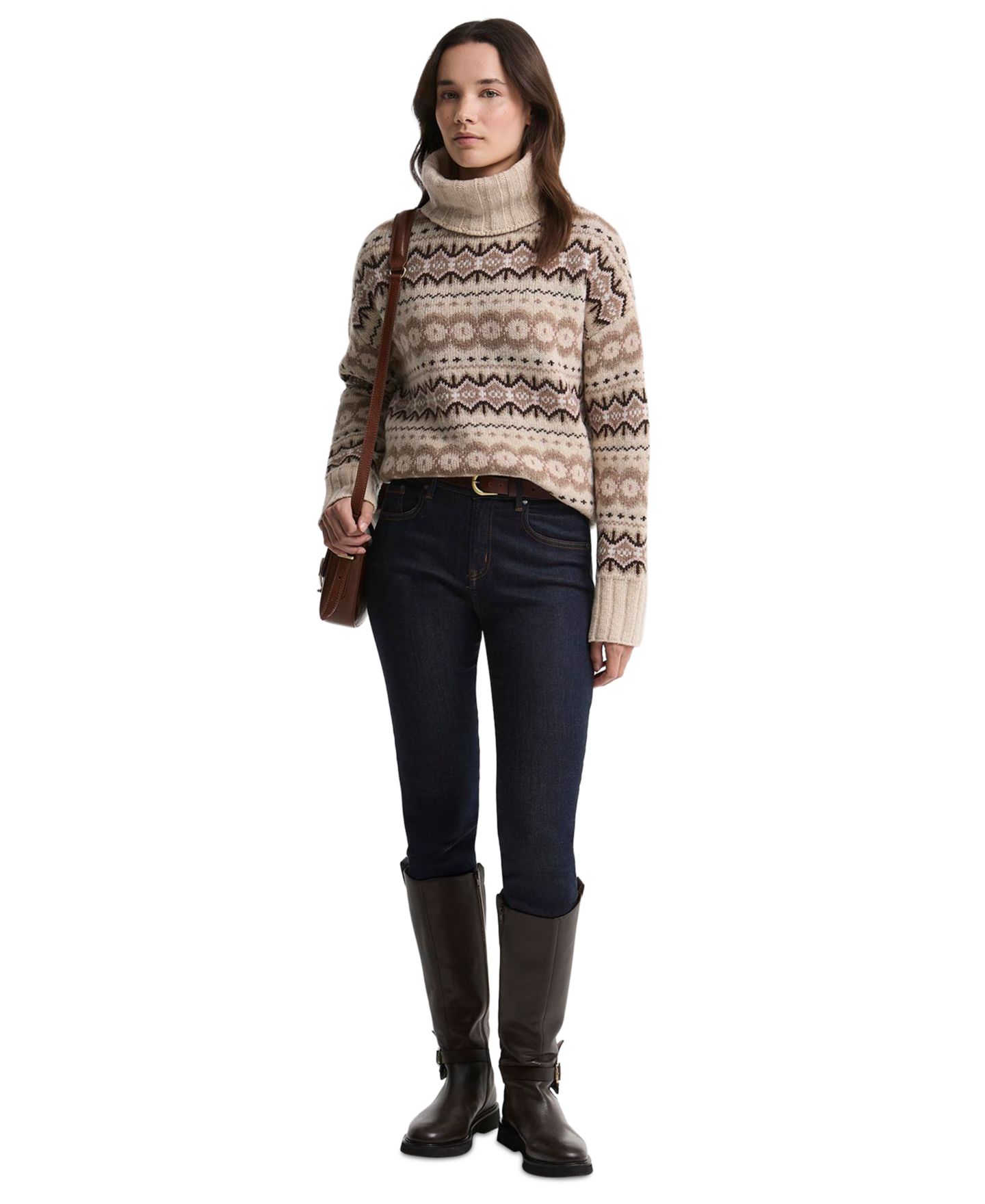 Женский свитер Barbour Helen Knit Fair Isle Turtleneck Wool-Blend, цвет: Берёзовый разноцветный — фото 2