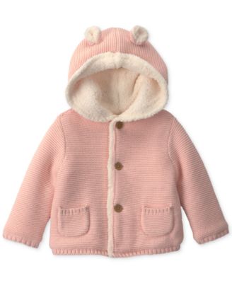Baby Boys' and Baby Girls' Bear Sweater Knit Hooded Jacket