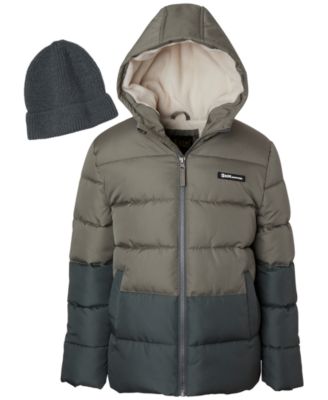 Boys' 6-20 Ripstop Color-Block Puffer Jacket with Hat, 2-Piece Set