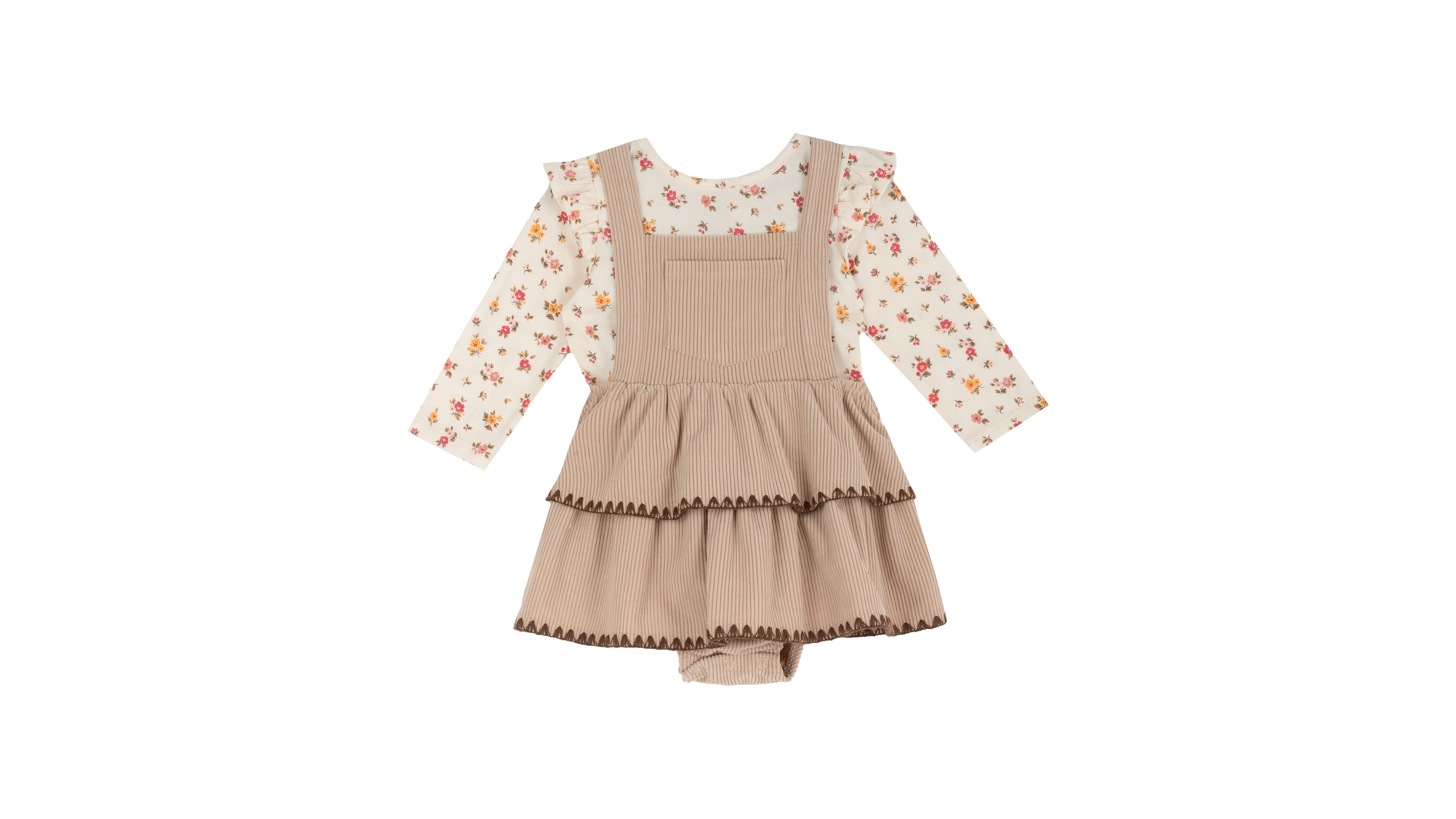 Rare Editions Baby Girls' Fall Corduroy Top and Romper, 2-Piece Set