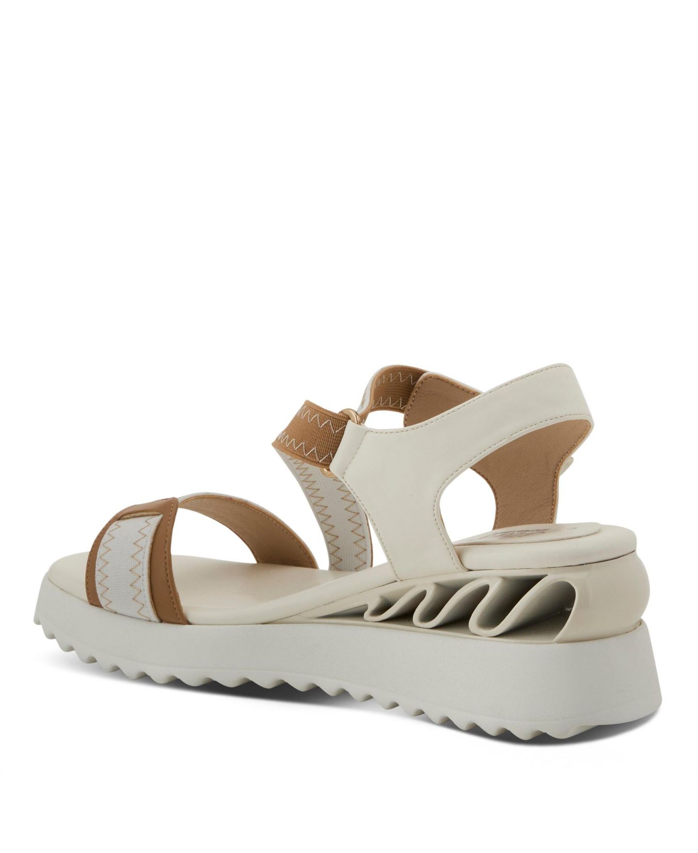 Женские сандалии Azura Coolbeans Hook and Loop Sandals - Zigzag Stitching, Adjustable D-Ring Closure, Cushioned Footbed, цвет: Бежевый разноцветный — фото 6