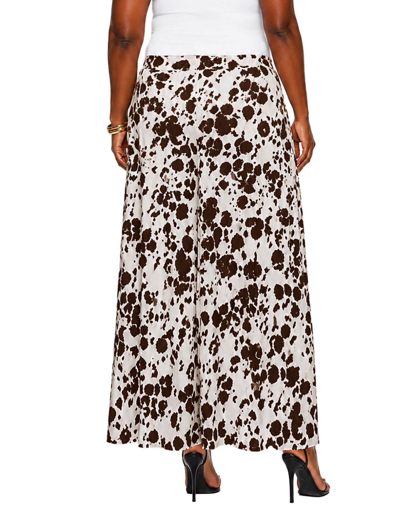 Женская юбка COIN 1804 Plus Size Cow Print Elastic Waist Maxi, цвет: Слоновая кость коричневый — фото 6