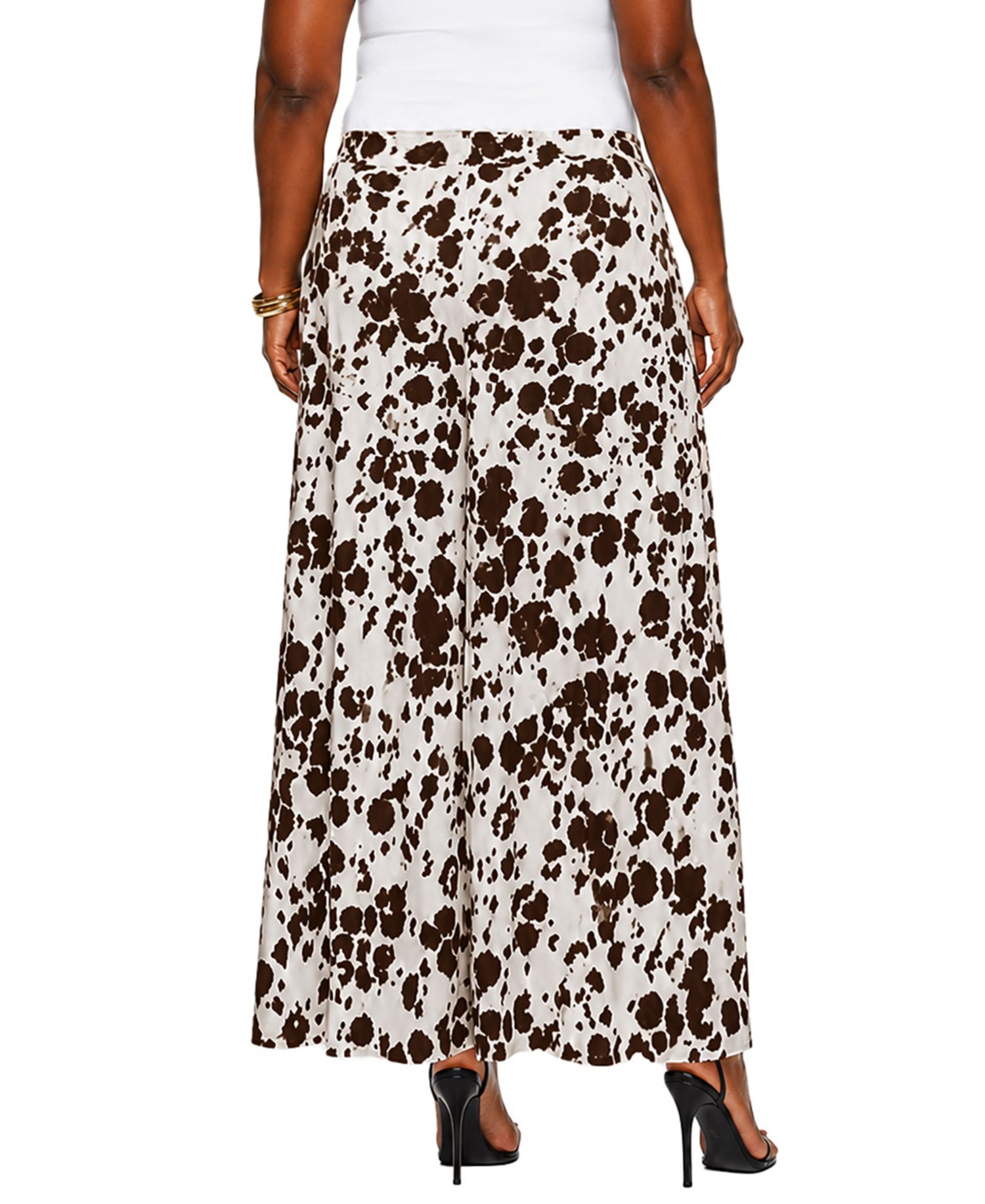 Plus Size Cow Print Elastic Waist Maxi Skirt