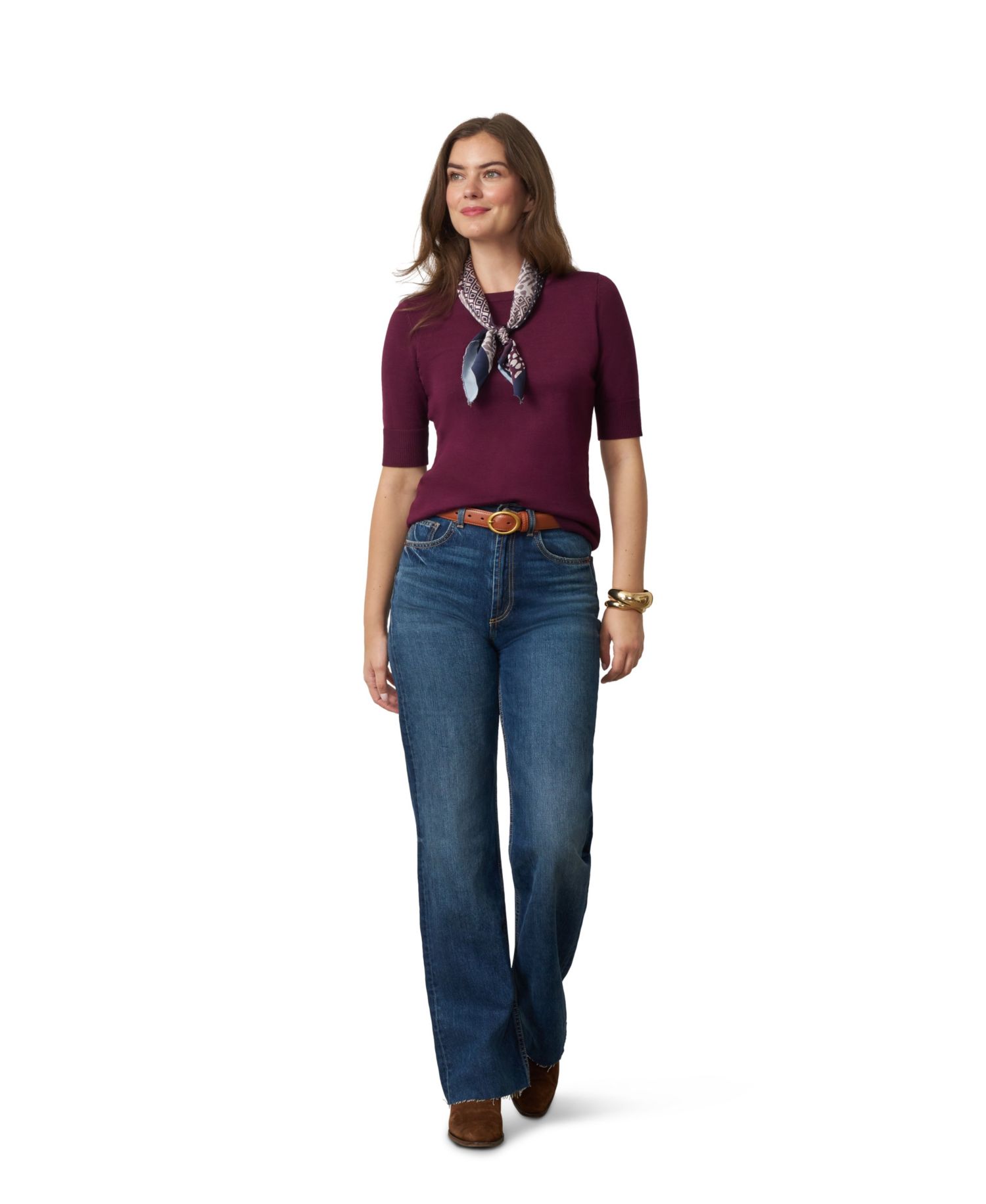 Women's Elbow Sleeve Crewneck Sweater