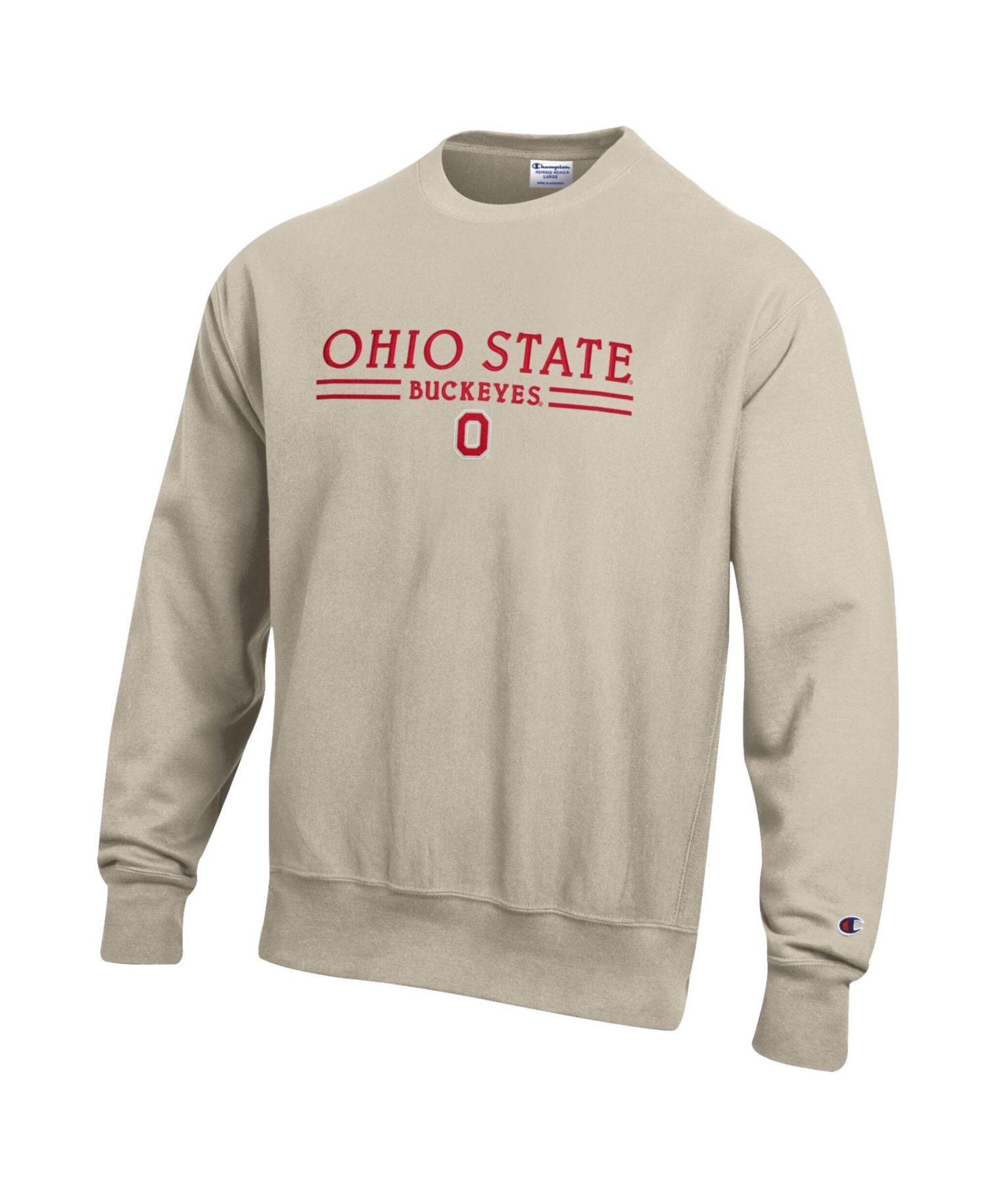 Men's Oatmeal Ohio State Buckeyes Reverse Weave Crewneck Sweatshirt
