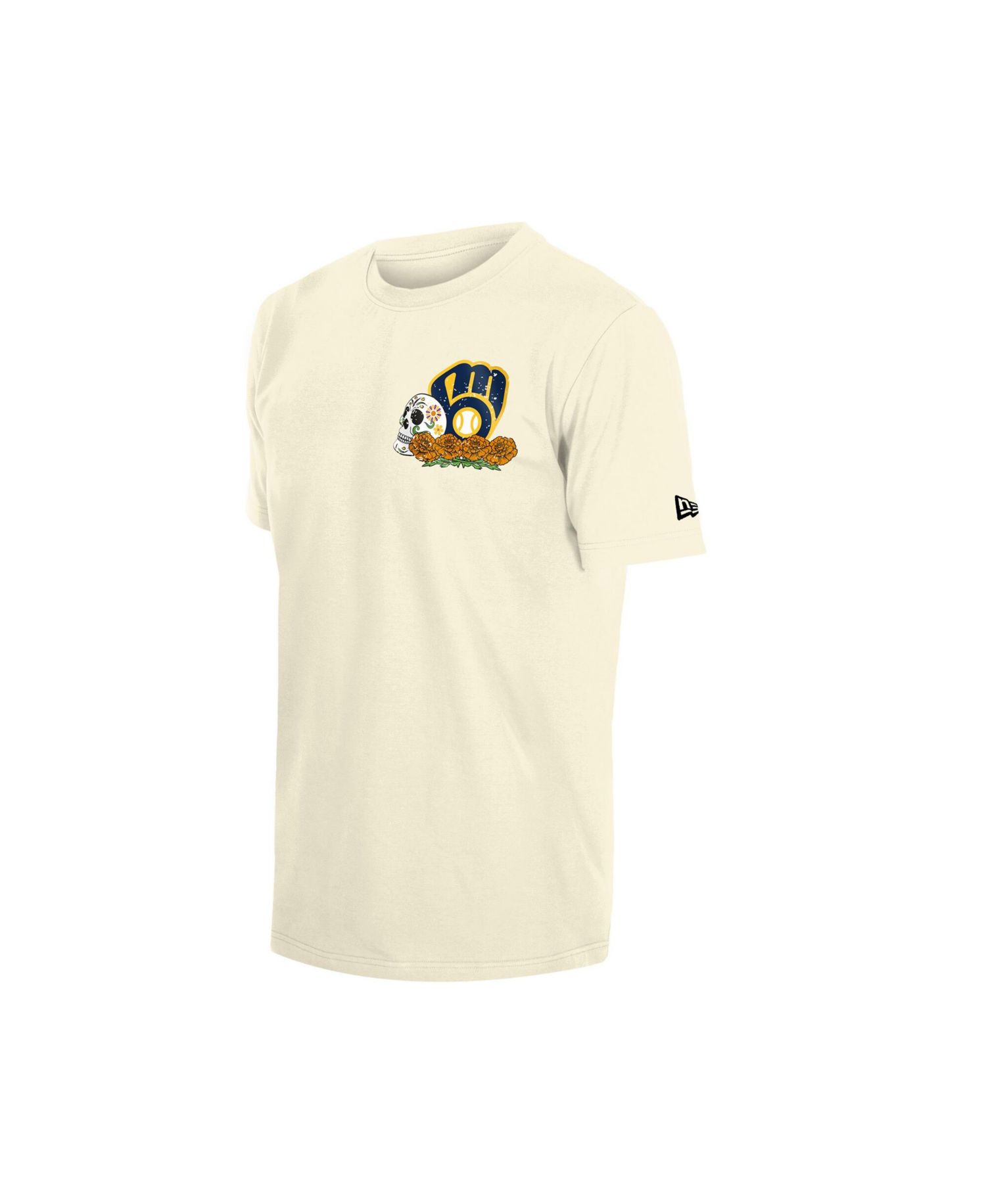 Men's Natural Milwaukee Brewers Dia de los Muertos Sugar Skull T-Shirt