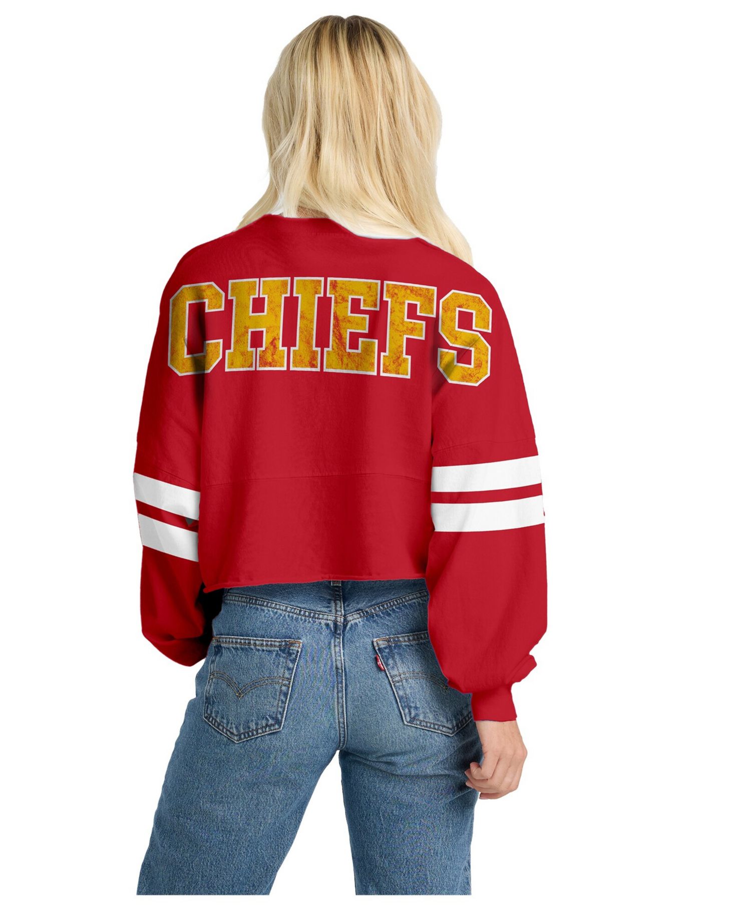 Women's Kansas City Chiefs Oversized Cropped Long-Sleeve T-Shirt