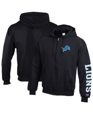 Men's Black Detroit Lions Powerblend Fleece Full-Zip Hoodie