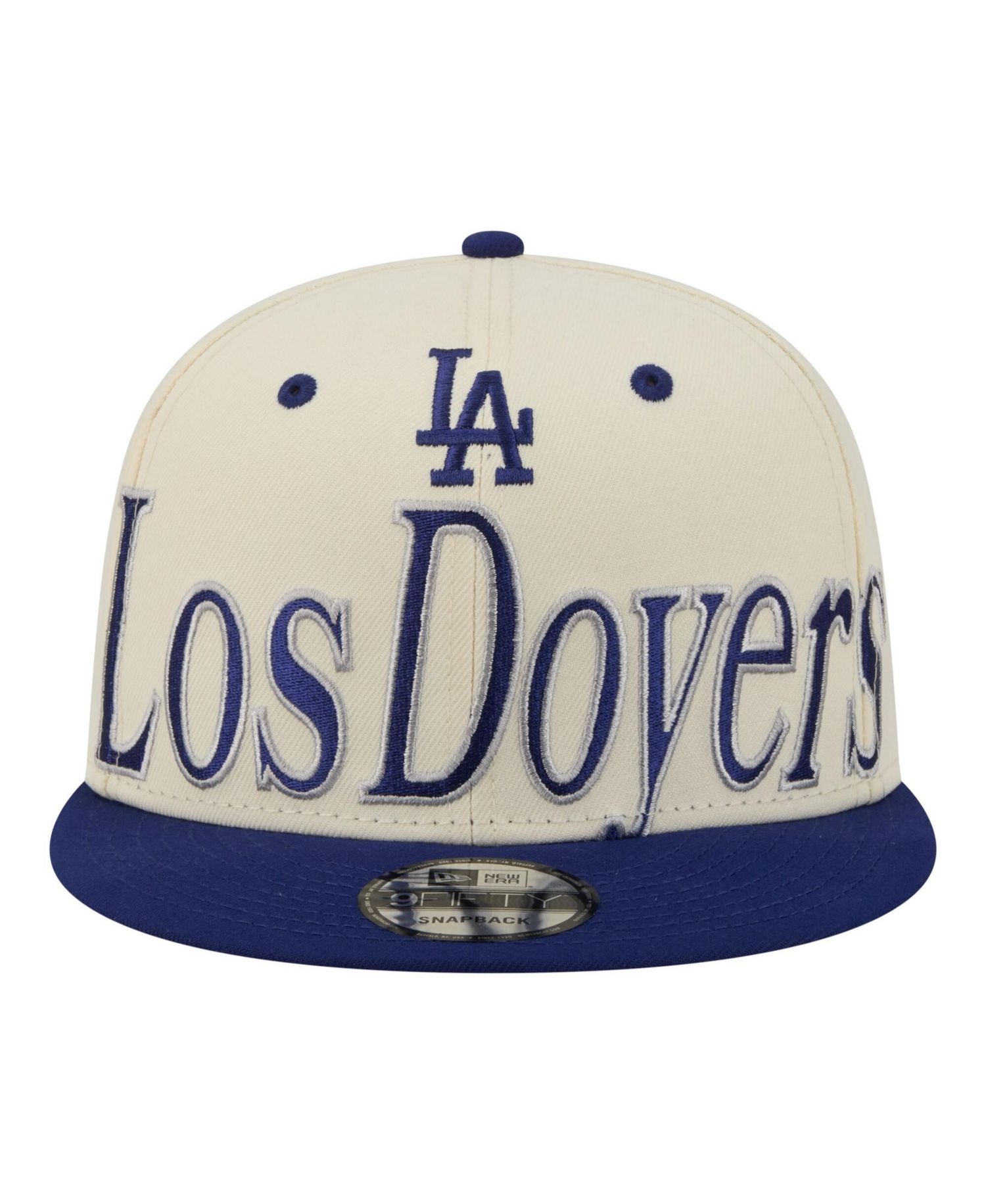 Men's Cream Los Angeles Dodgers Oversized Slogan 9FIFTY Snapback Hat