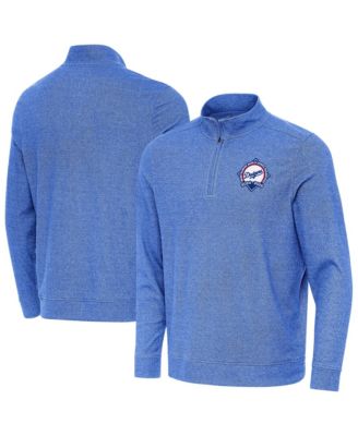 Men's Heather Royal Los Angeles Dodgers Back-to-Back World Series s Subtle Quarter-Zip Pullover Sweatshirt