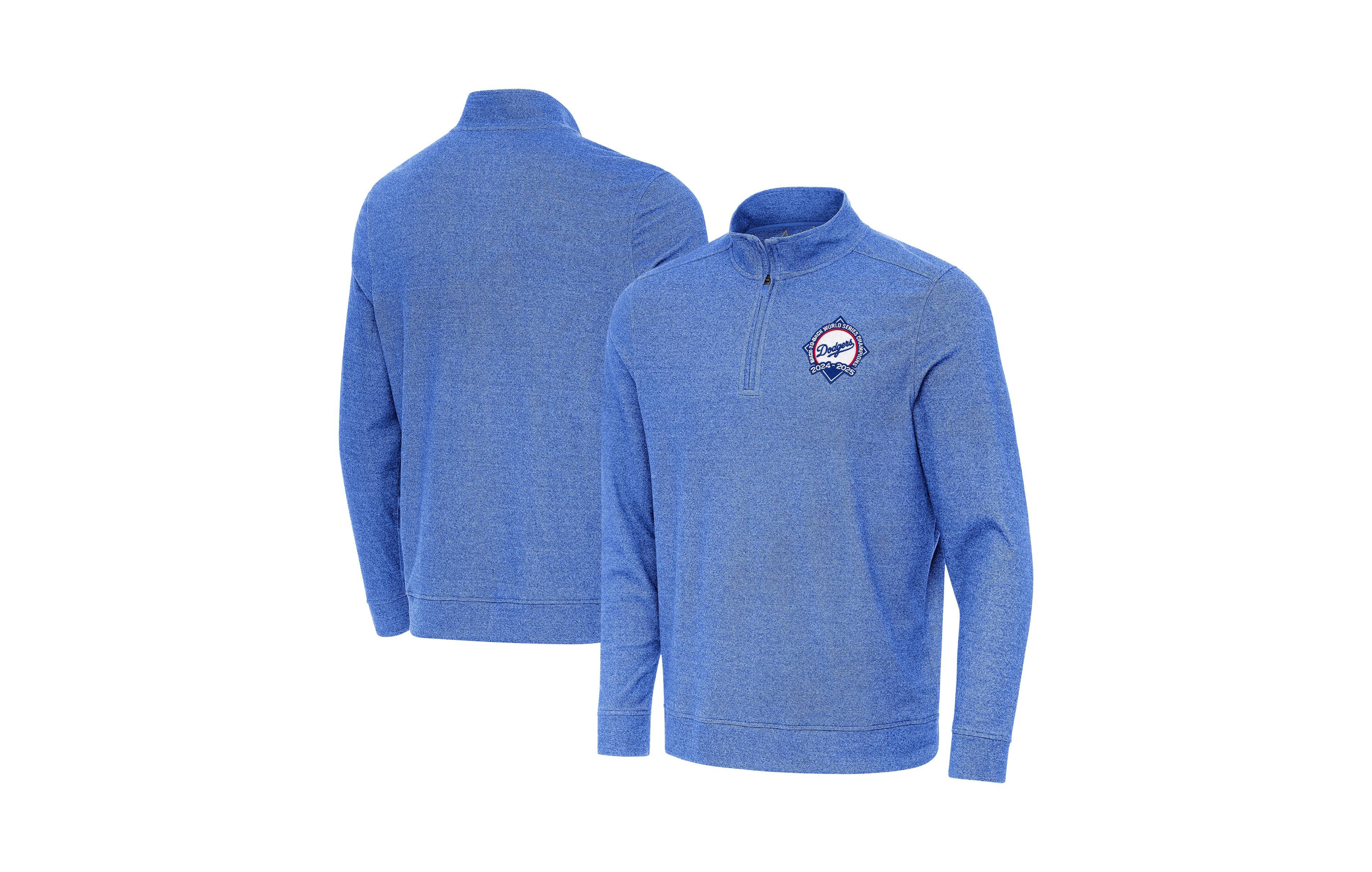 Antigua Men's Heather Royal Los Angeles Dodgers Back-to-Back World Series s Subtle Quarter-Zip Pullover Sweatshirt
