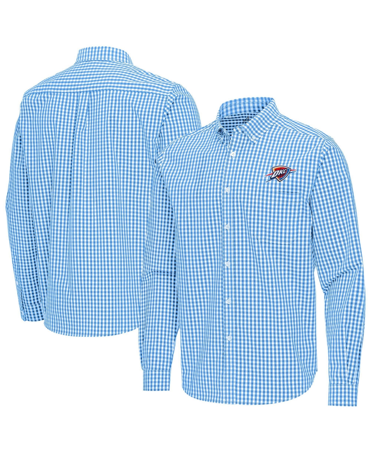 Antigua Men's Powder Blue Oklahoma City Thunder Ellis Woven Tri-Blend Button-Down Shirt