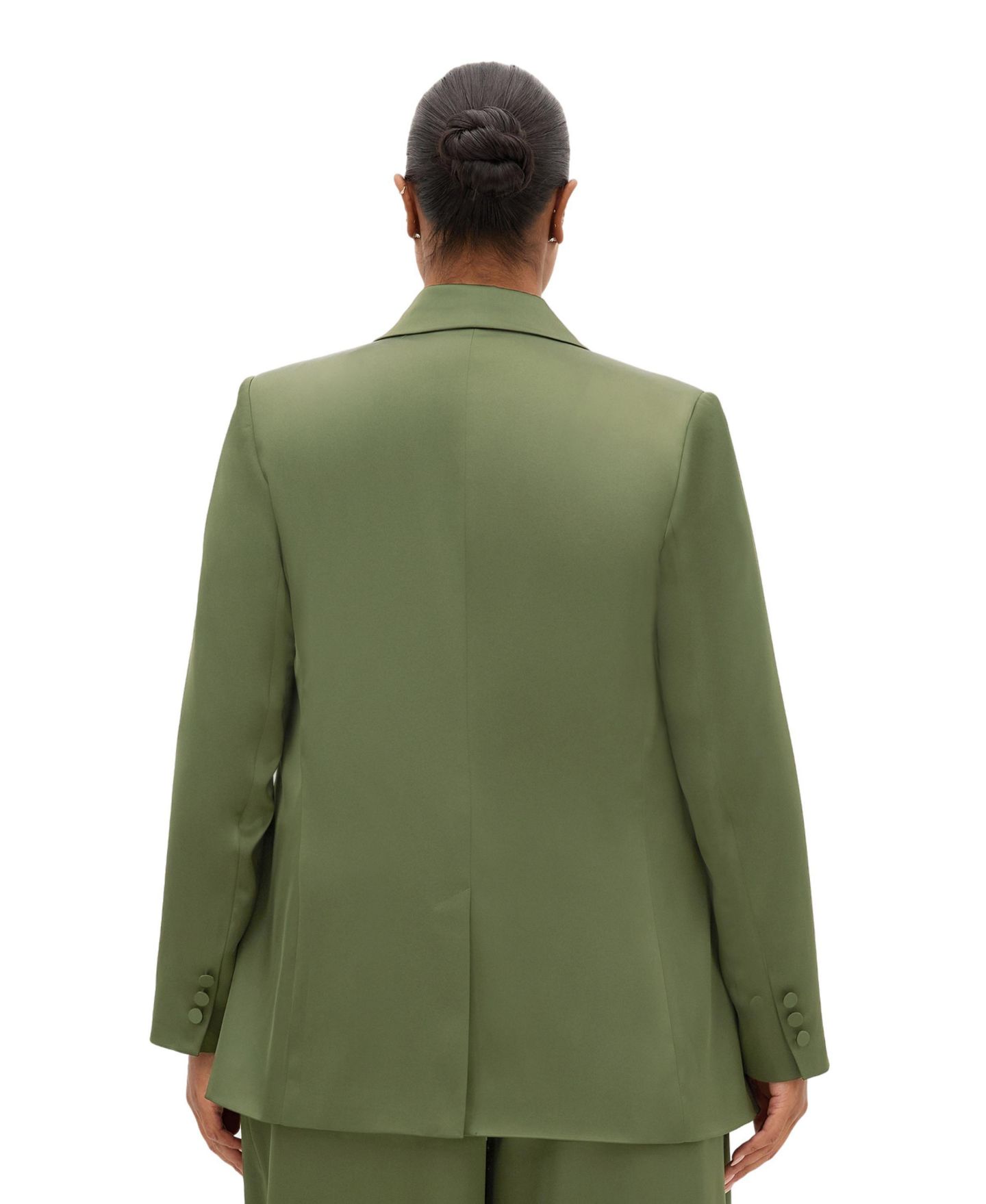 Женский пиджак CITY CHIC Plus Size Rylie Double-Breasted Satin Mid-Length Blazer, цвет: Оливковый — фото 3