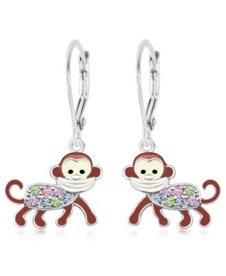 Kids Monkey Hypoallergenic Earrings for Girls with Sterling Silver Leverbacks