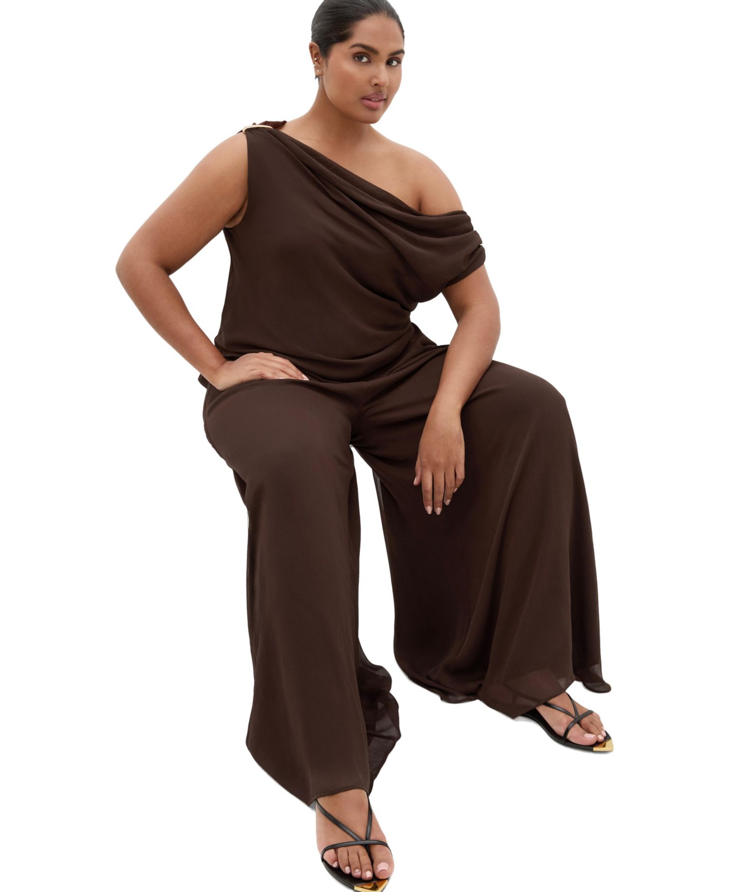 Plus Size Skyla High-Rise Pull-On Wide-Leg Pants