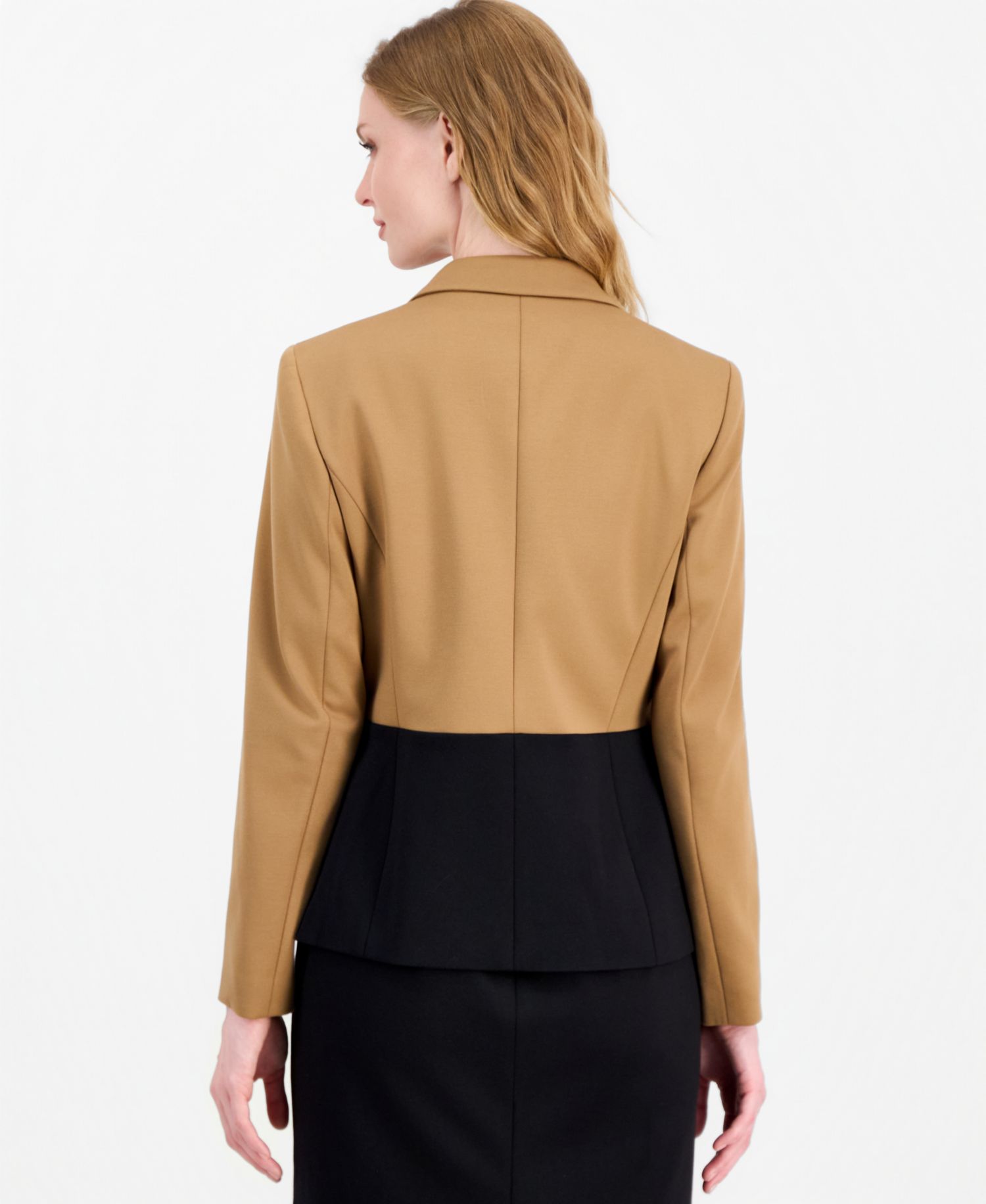 Women's Colorblock One-Button Peplum Jacket and Dress, 2-Piece Set