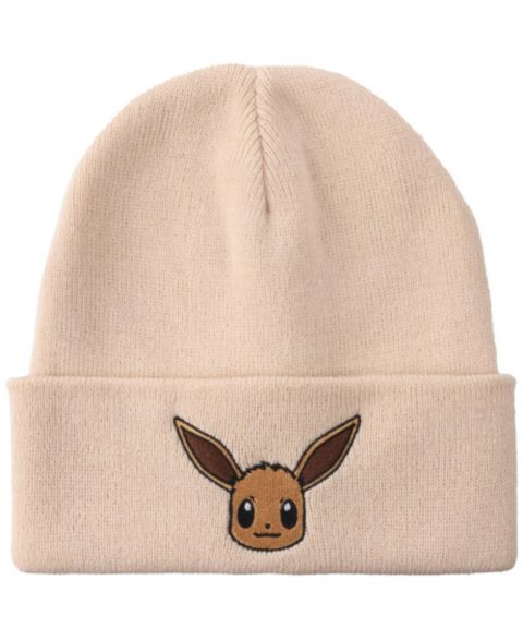 Женская шапка Pokemon Rib Knit, Embroidered Eevee On Cuff, цвет: Коричневый