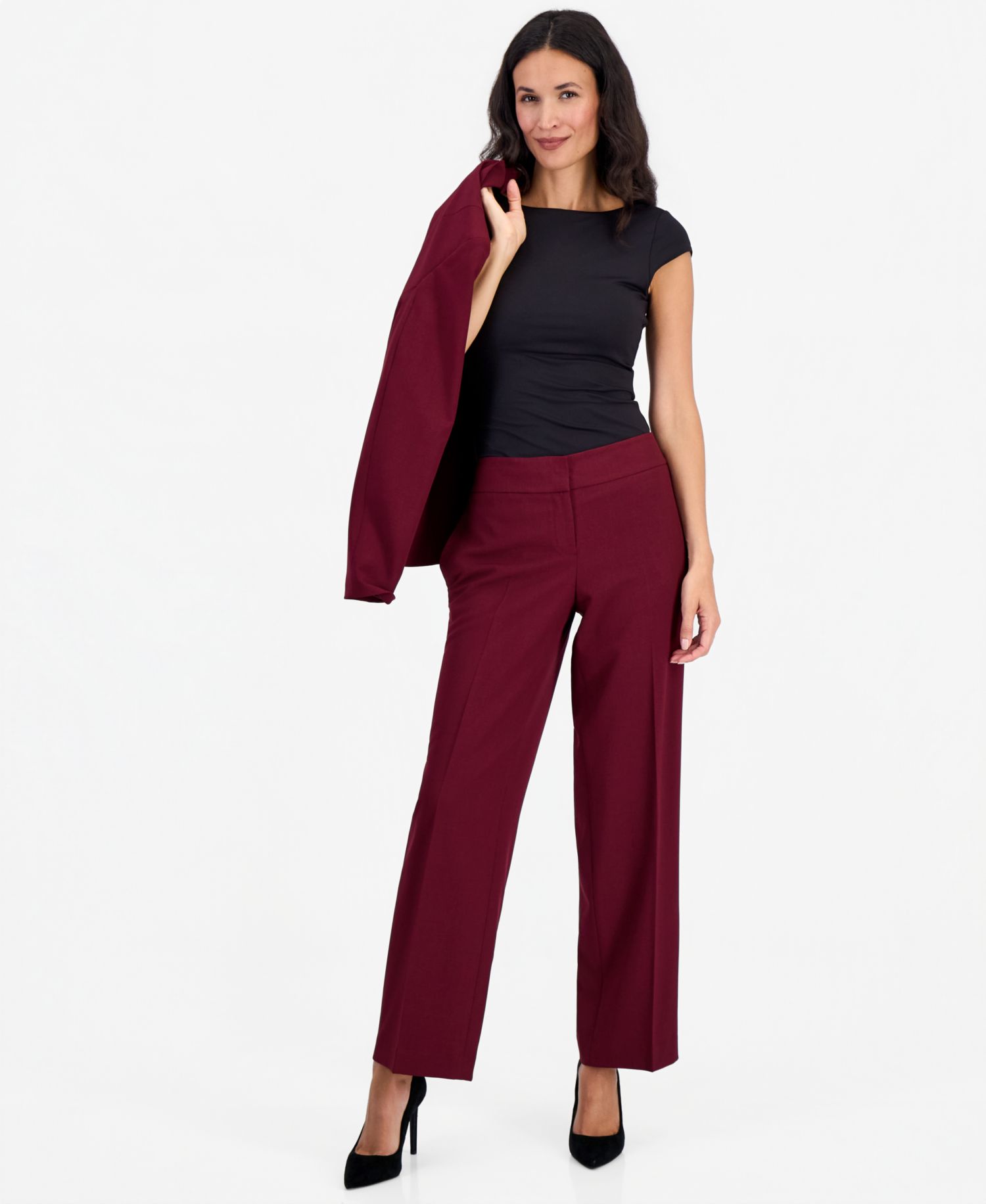 Women's Stretch Wide Leg 2-Piece Pant Suit