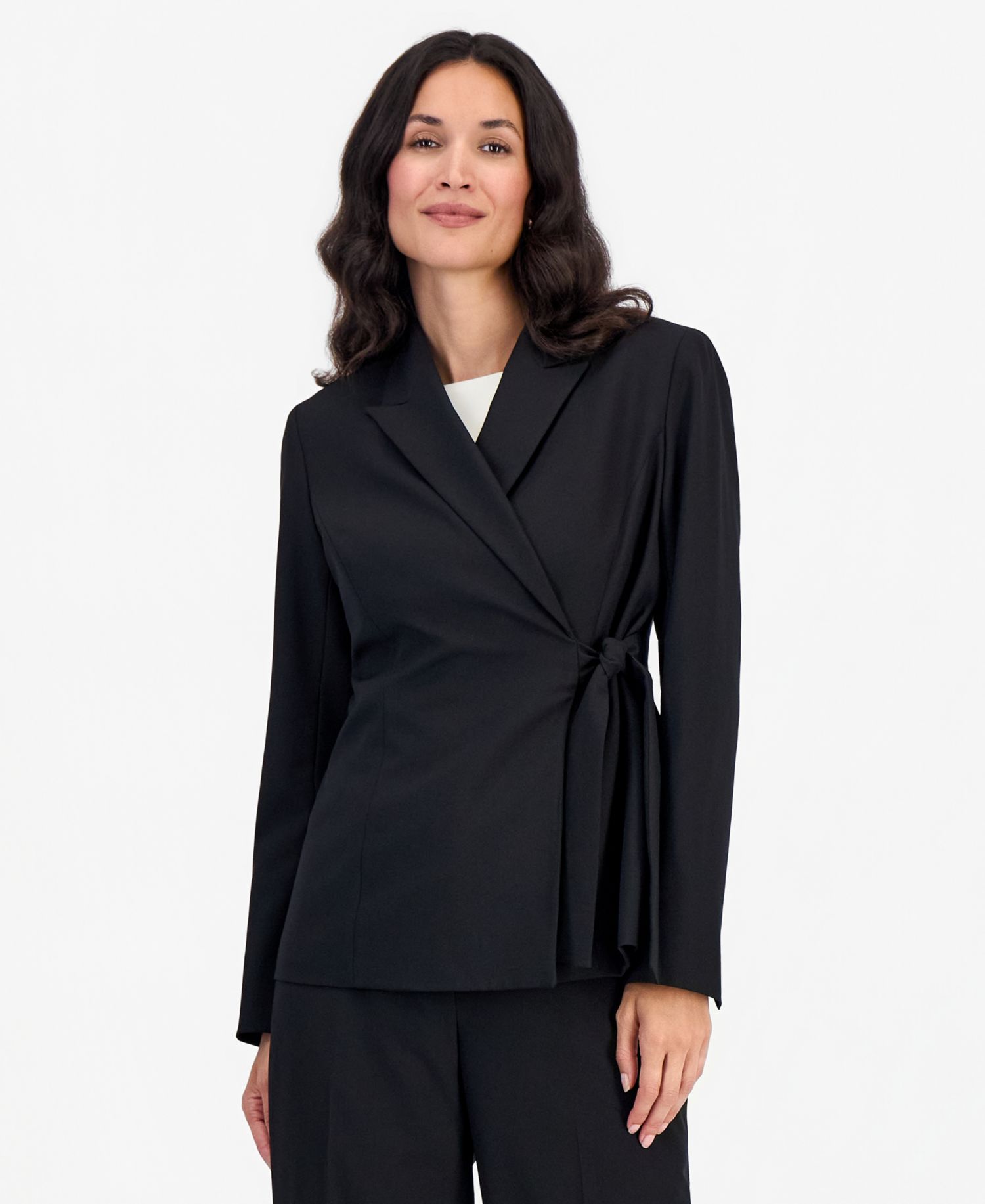 Women's Peak Lapel Wide-Leg Classic Fit Jacket and Pants, 2-Piece Set
