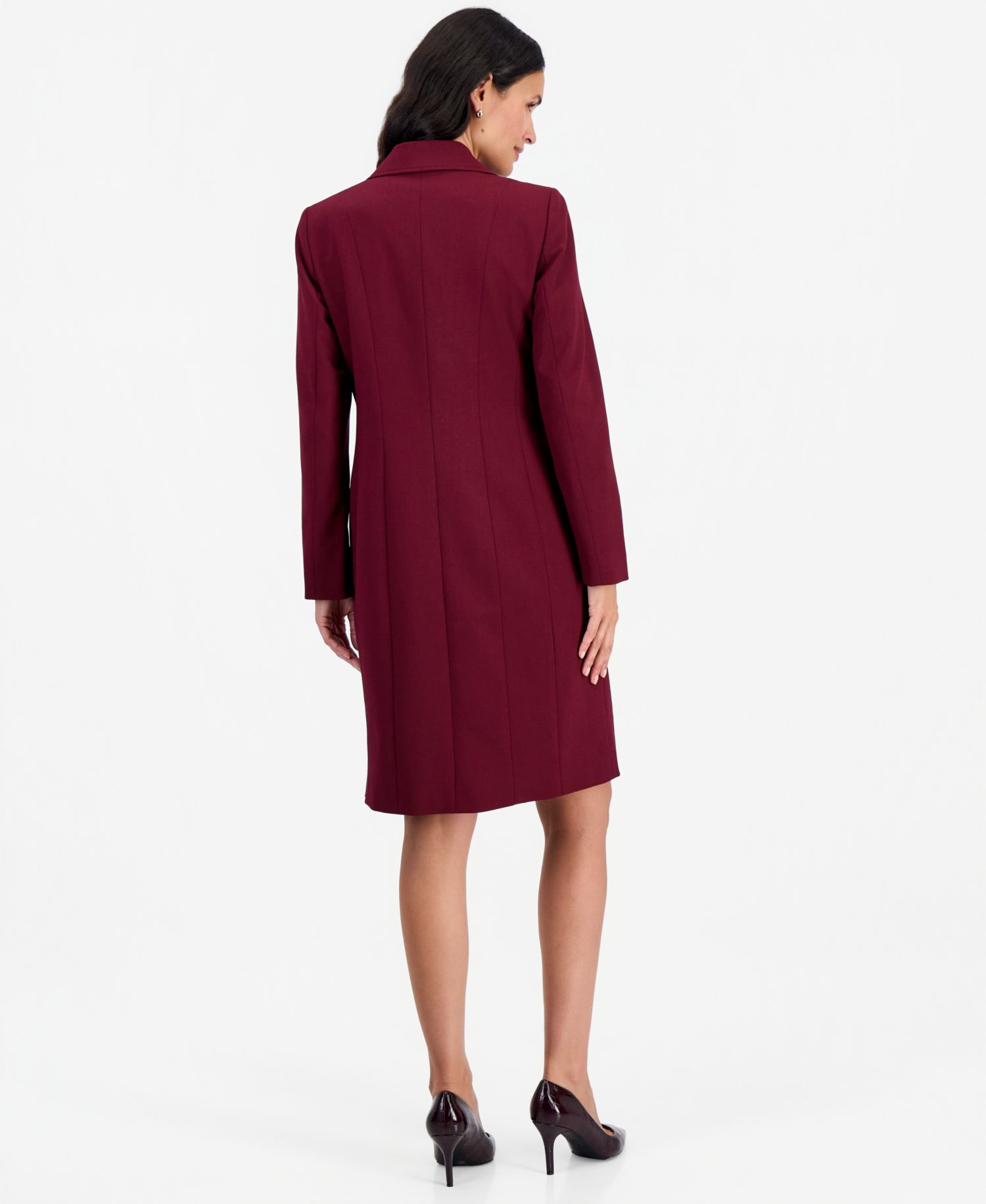 Women's Peak-Lapel Sheath Topper & Dress, 2-Piece Set