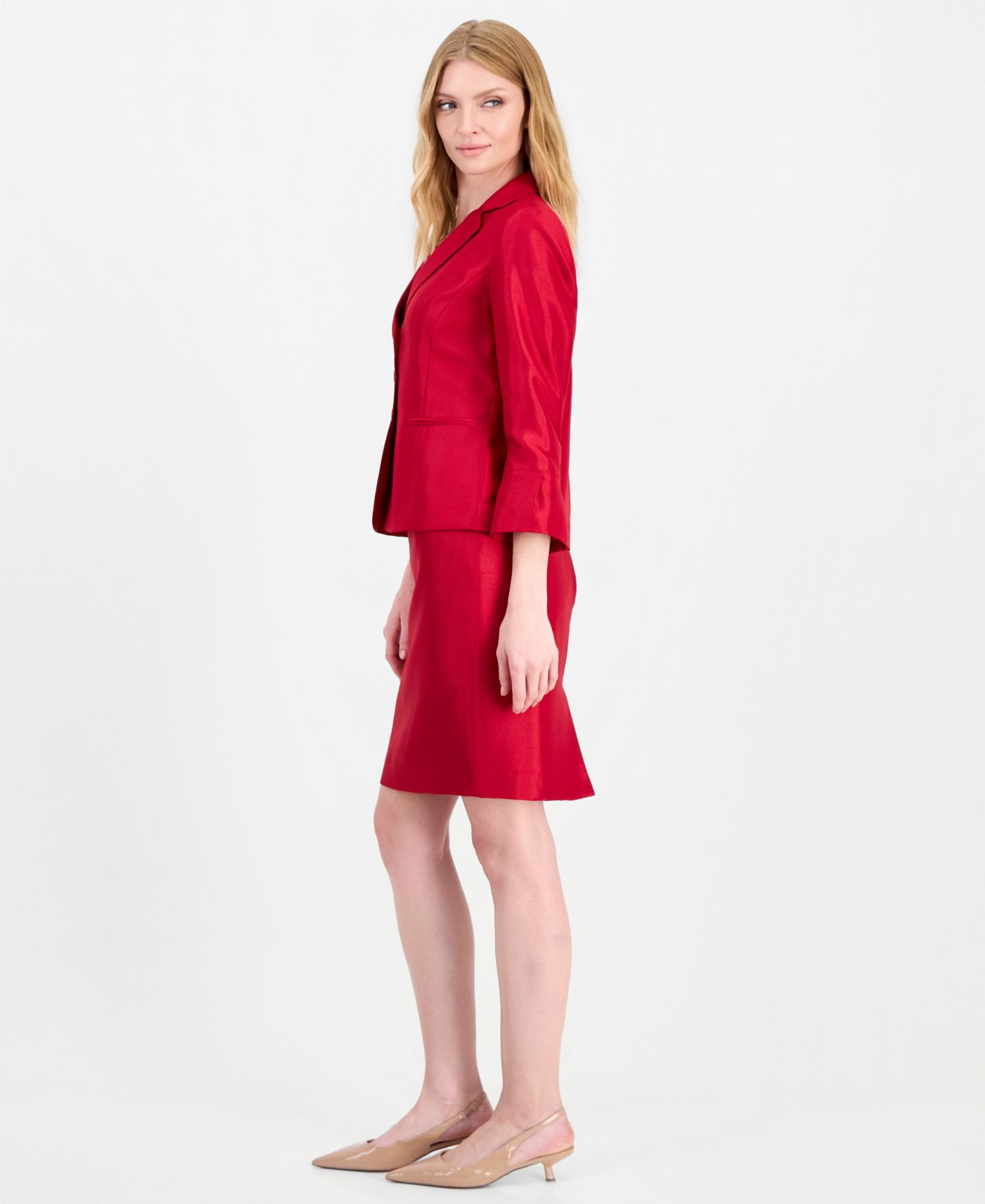 Women's Classic Fit Bell-Sleeve Pencil Jacket and Skirt, 2-Piece Set