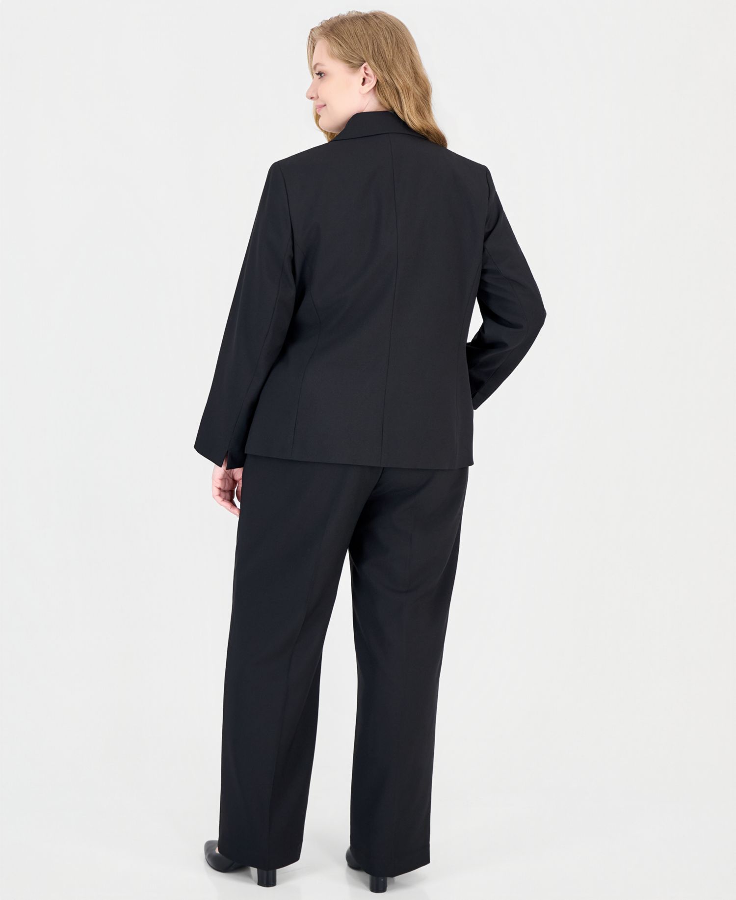 Plus Size Peak Lapel Classic-Fit Wide-Leg Jacket and Pants, 2-Piece Set