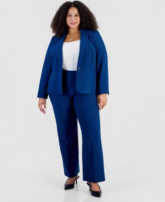 Plus Size Shawl-Collar Wide-Leg Jacket and Pants, 2-Piece Suit