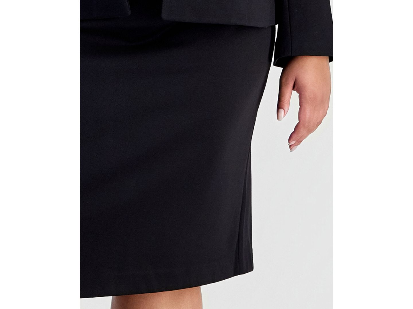 Le Suit Plus Size Peplum Pencil Notched-Collar Jacket and Skirt, 2-Piece Set, цвет: Чёрный — фото 6