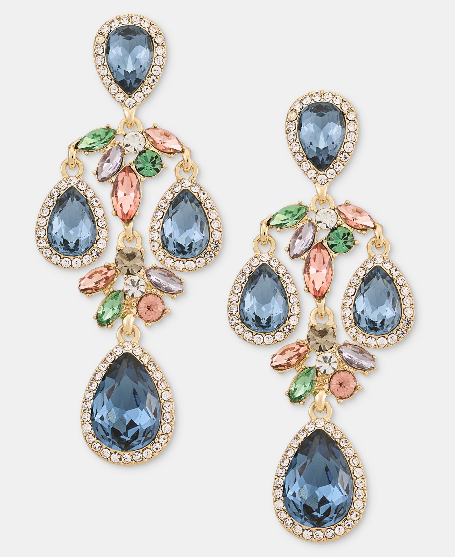 Crystal Pear-Shape Halo Chandelier Earrings