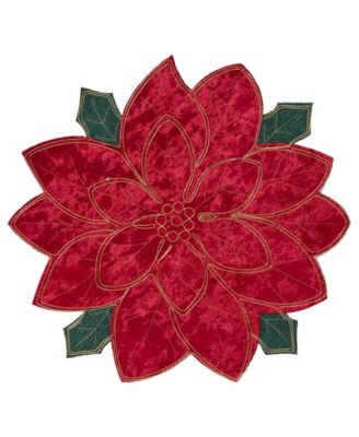 Holiday Poinsettia Figural Placemat, 15" x 15"