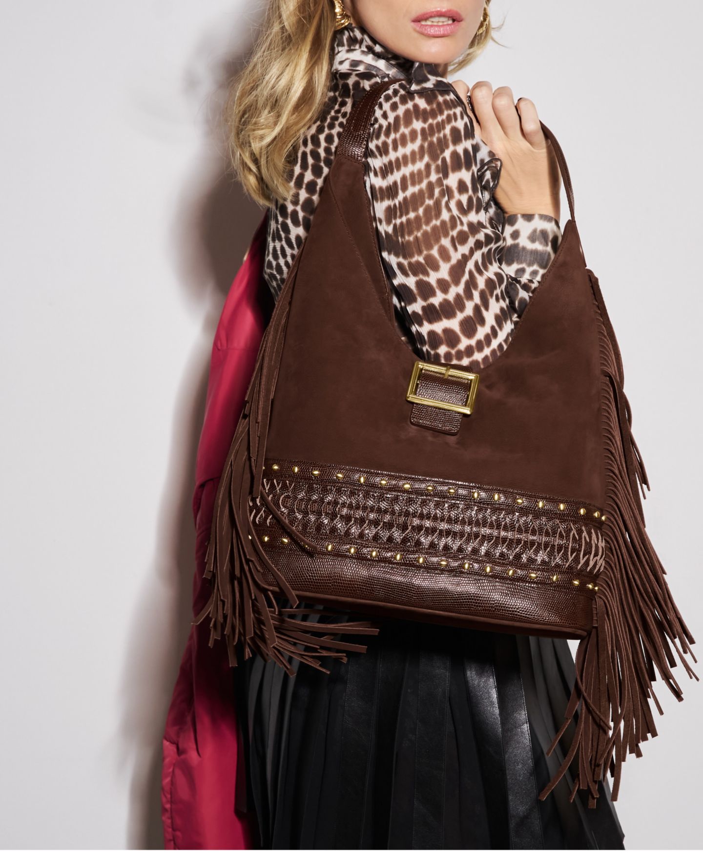 Женская сумка Brahmin Gwynne Bohemian Large Leather Shoulder, цвет: Шоколадный — фото 5