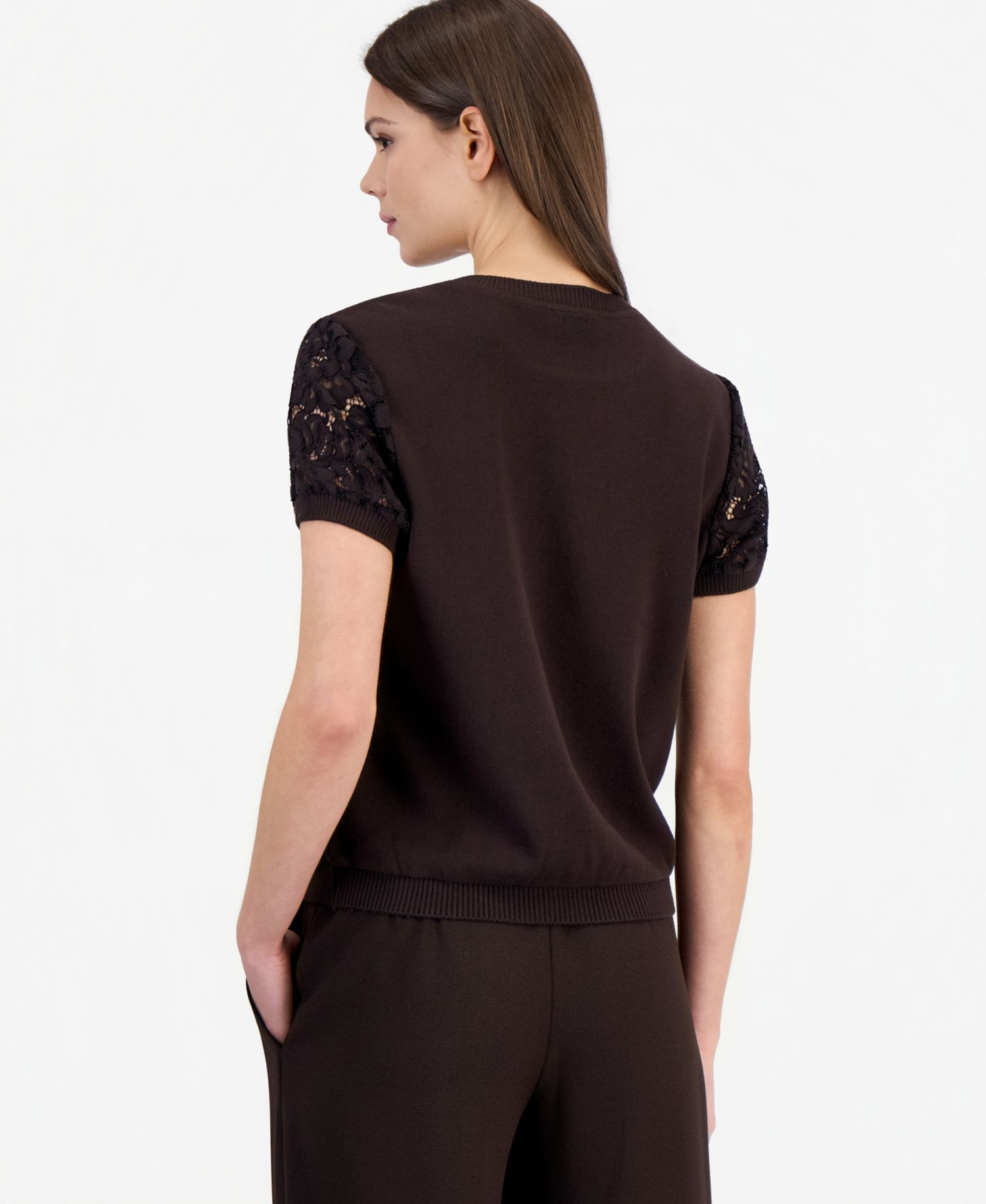 Women's Floral Lace Short-Sleeve Sweater