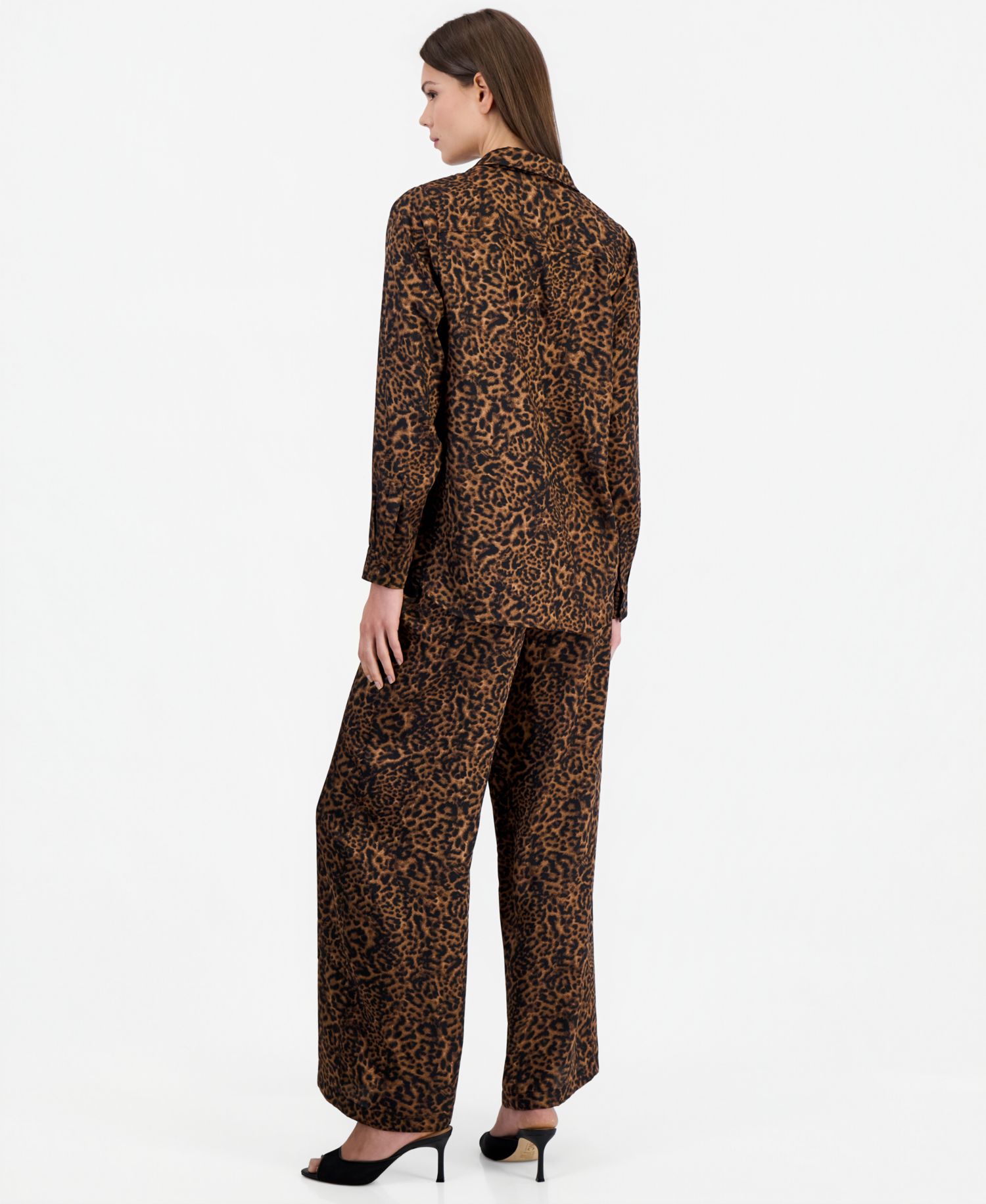 Women's Animal-Print Blouse & Wide Leg Pants