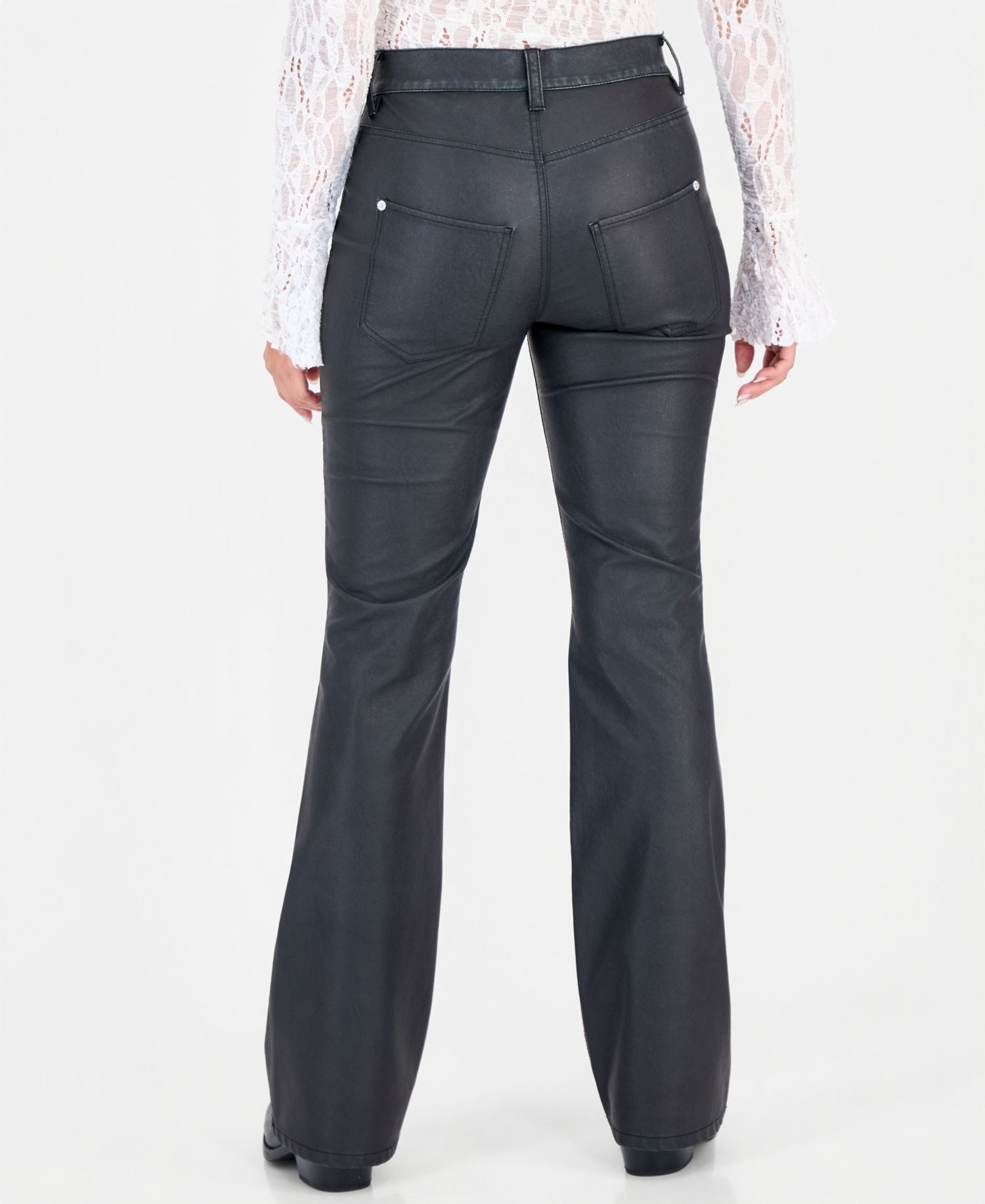 Women's Double Knot High-Waisted Bootcut Faux Leather Pants