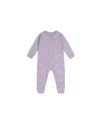 Baby Girls Cotton One Piece Pajama Purple Hedgehog Print