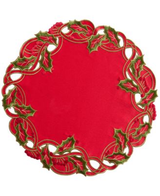 Holiday Wreath Embroidered Round Placemat, 15" x 15"
