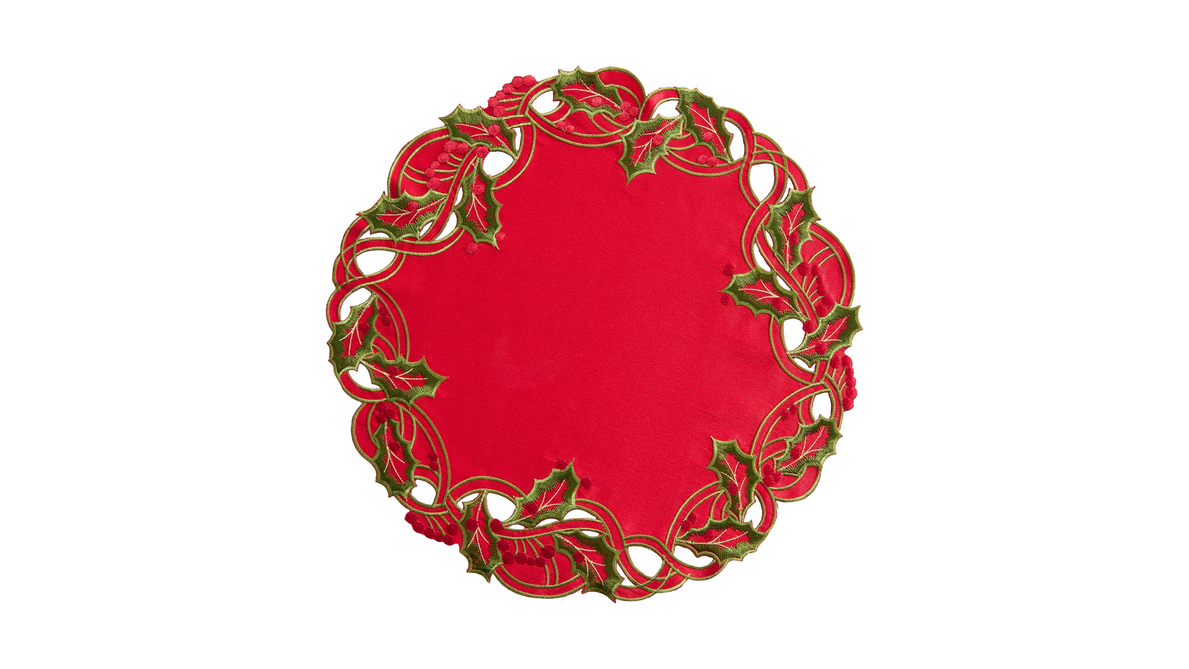 Lenox Holiday Wreath Embroidered Round Placemat, 15" x 15"