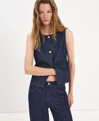 Women's Buttoned Denim Vest