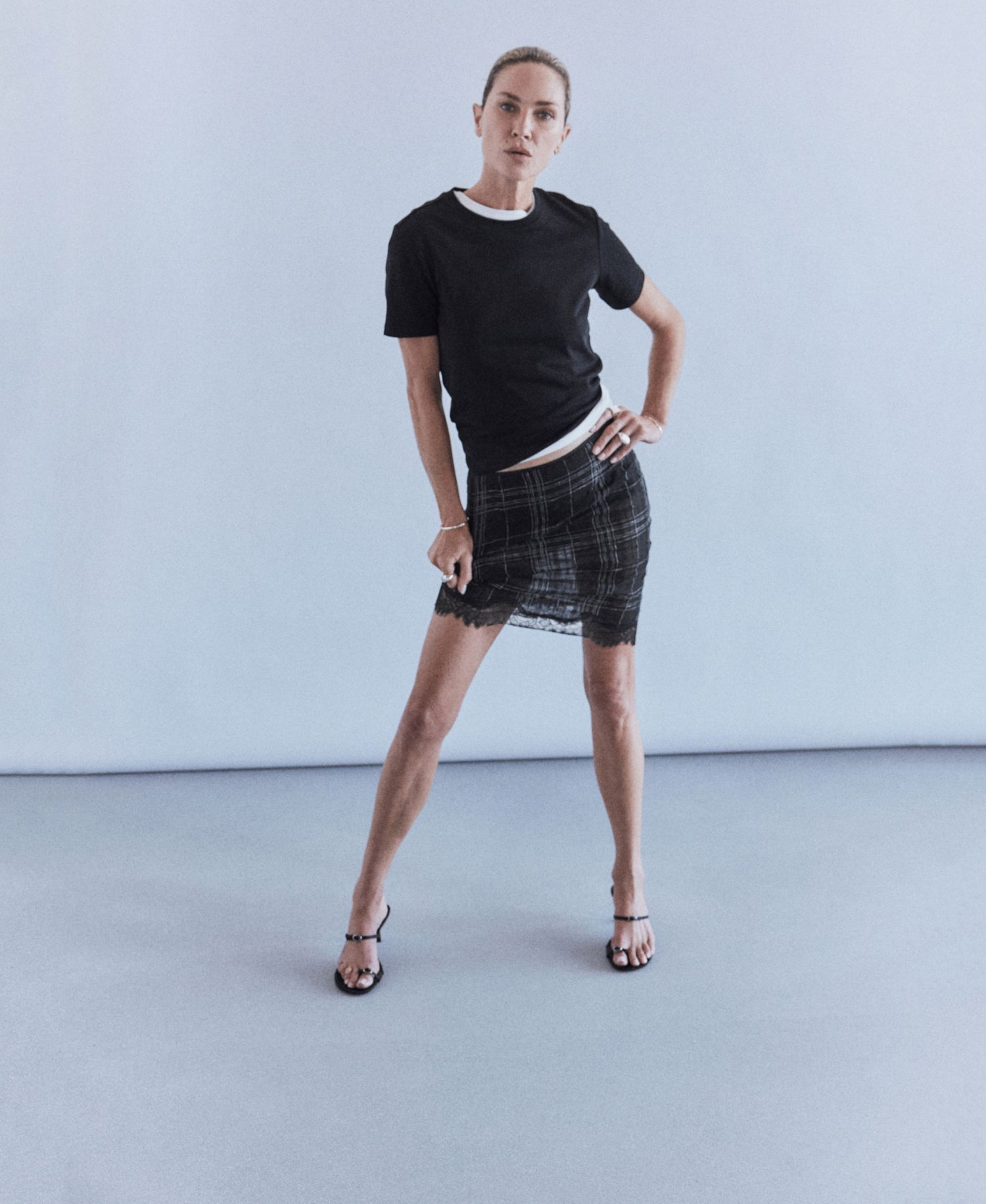 Women's Plaid Linen-Blend High-Rise Skirt