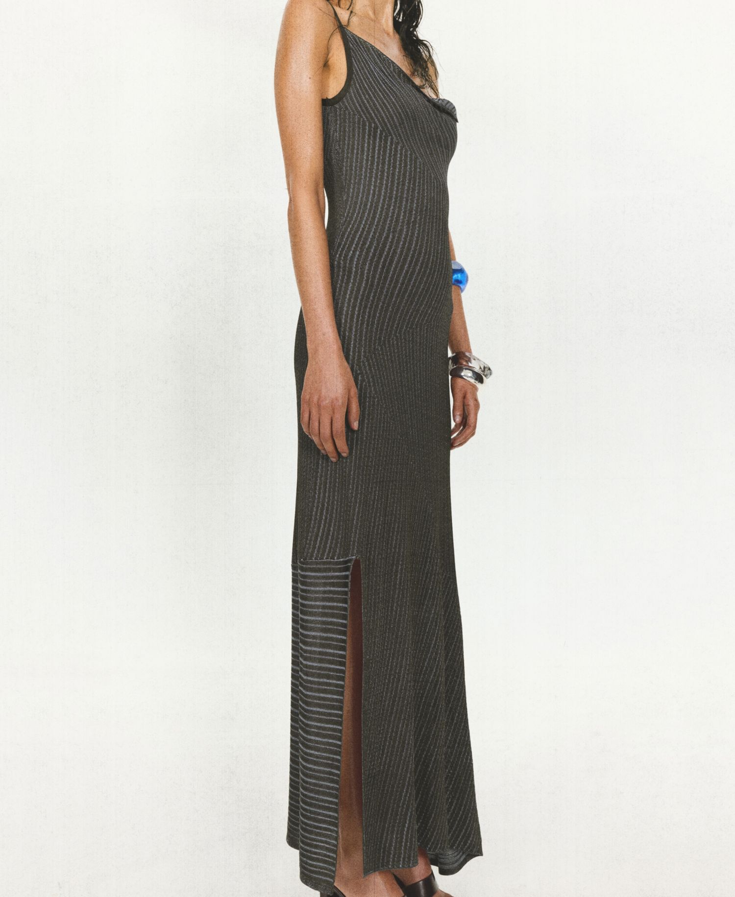Women's Asymmetrical Striped Sleeveless Knit Dress