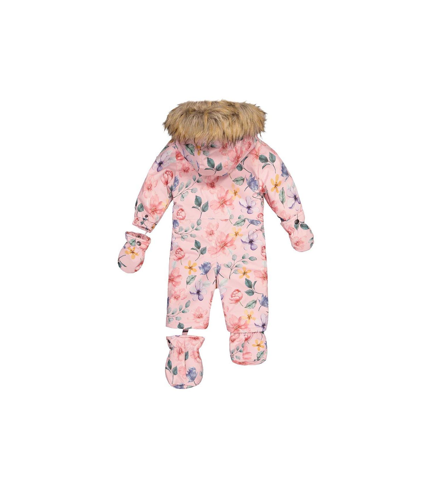 Baby Girls One Piece Snowsuit Adapted for Car Seats Floral Print