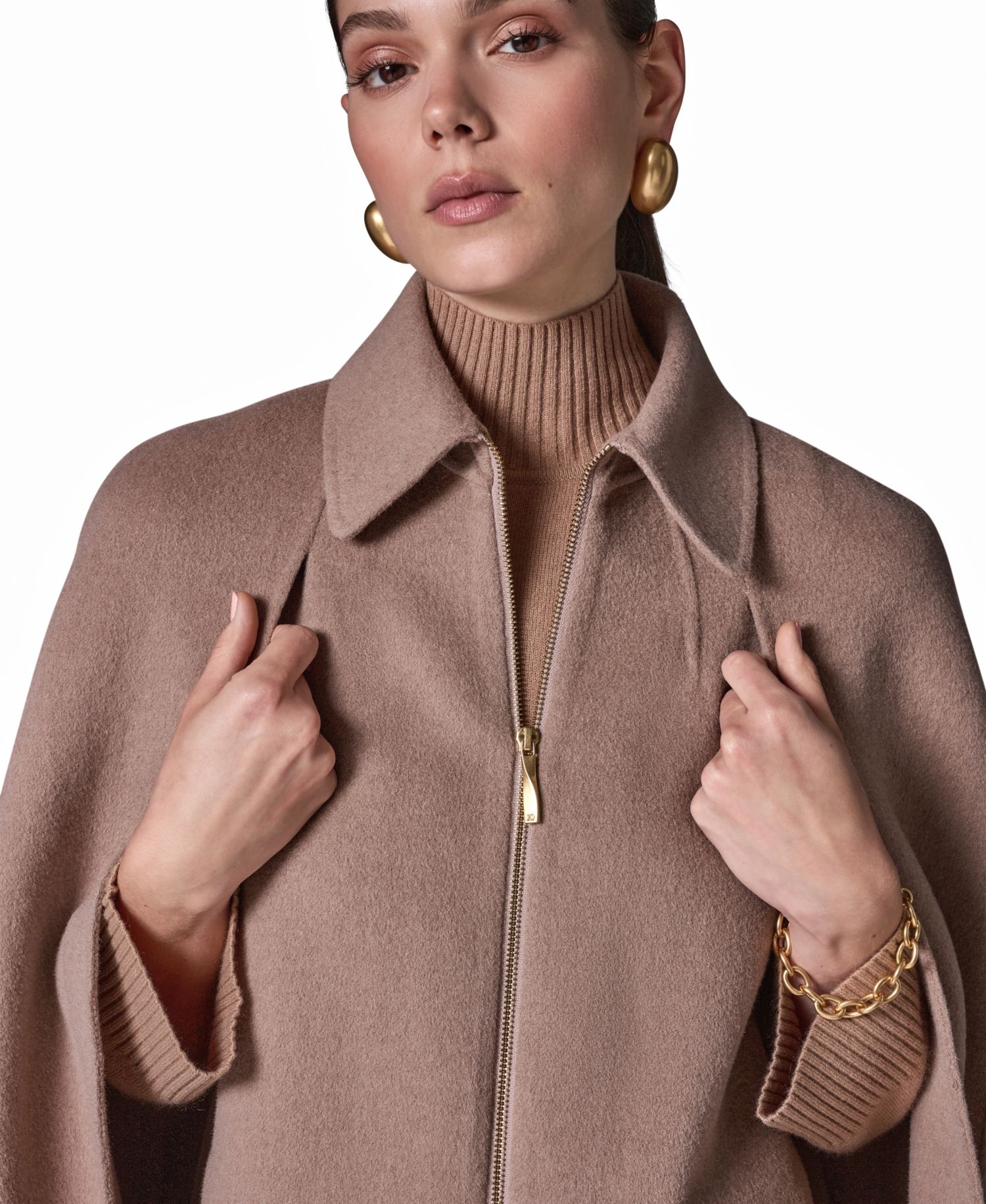 Women's Fringe Wool-Blend Cape Coat