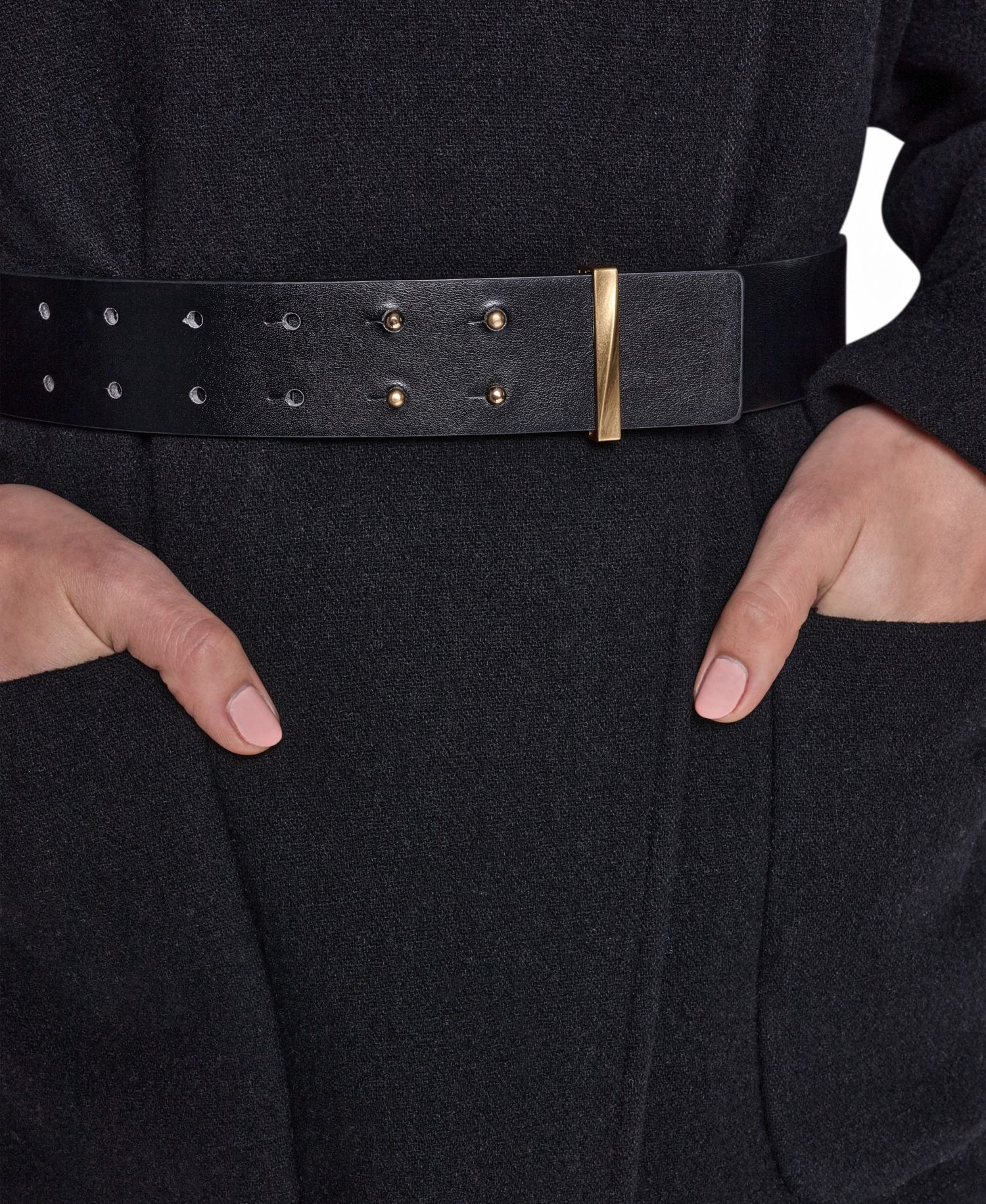 Women's Snap Closure Belted Wool-Blend Coat