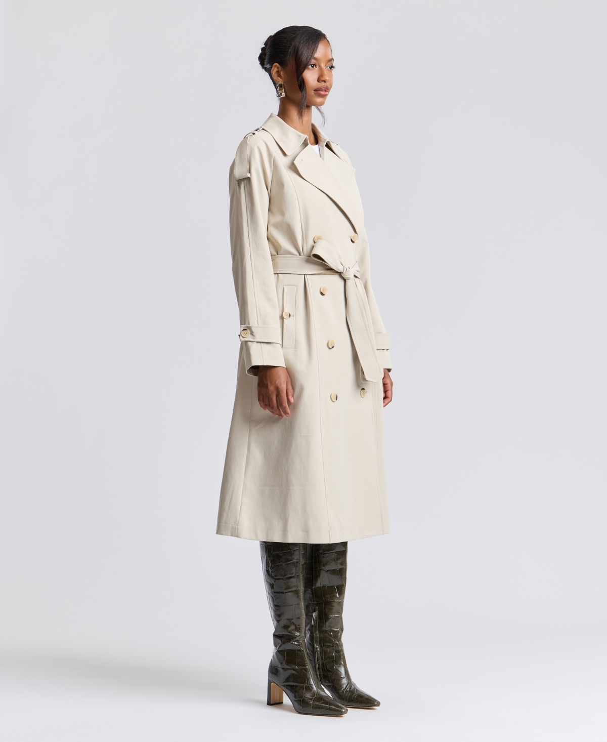 Avec Les Filles Women's Belted Double Breasted Trench Coat