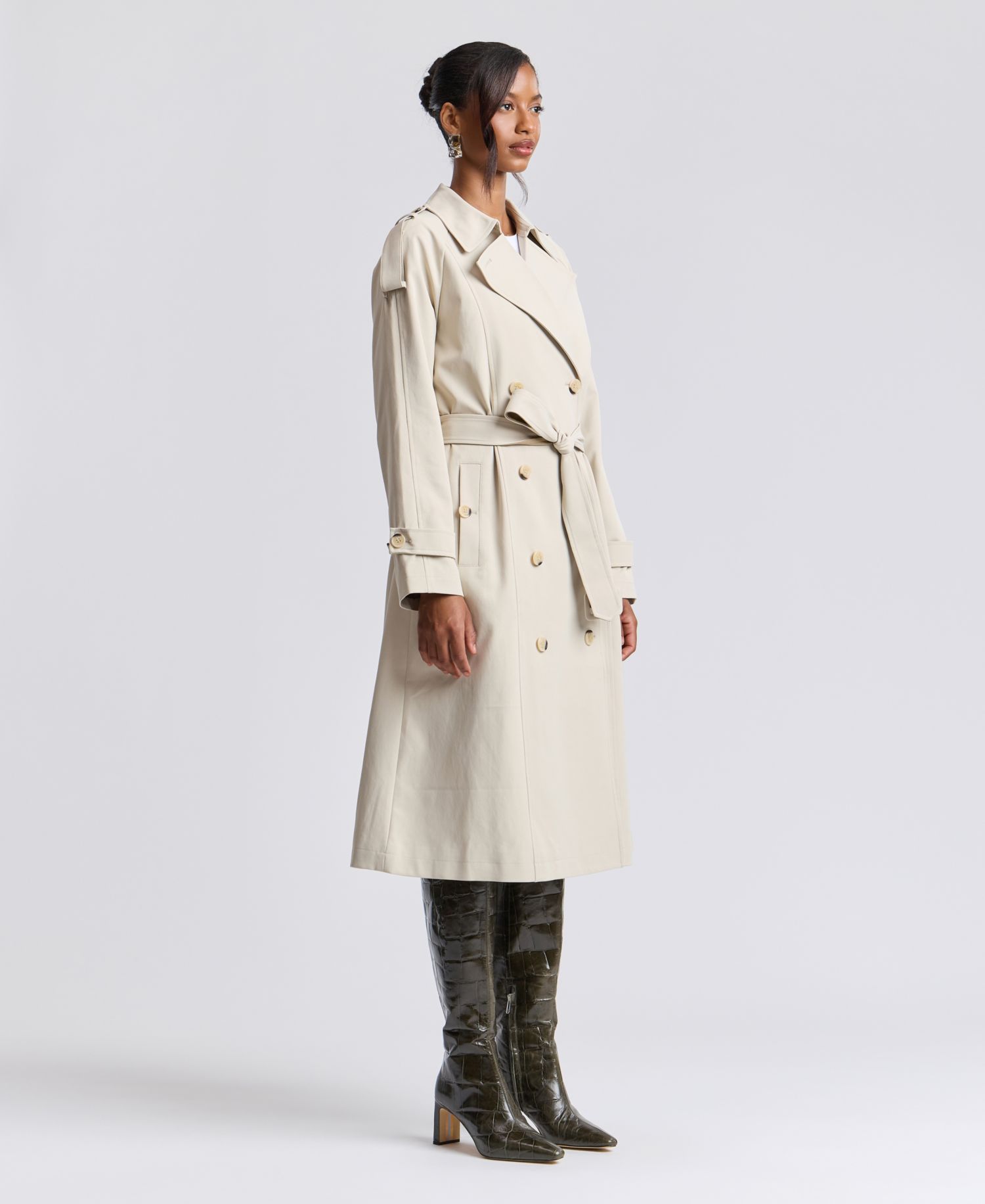 Women's Belted Double-Breasted Cocoon Trench Coat