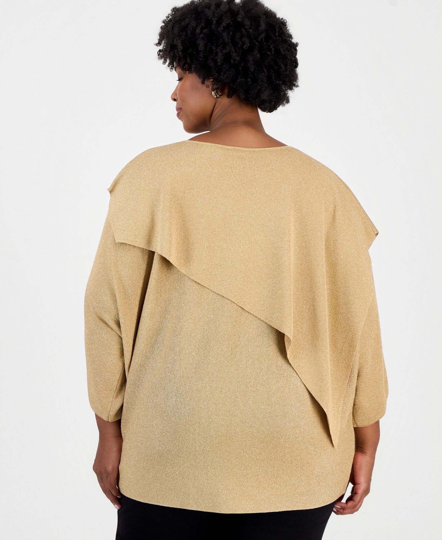 Plus Size Lurex Asymmetrical Boat-Neck Cape