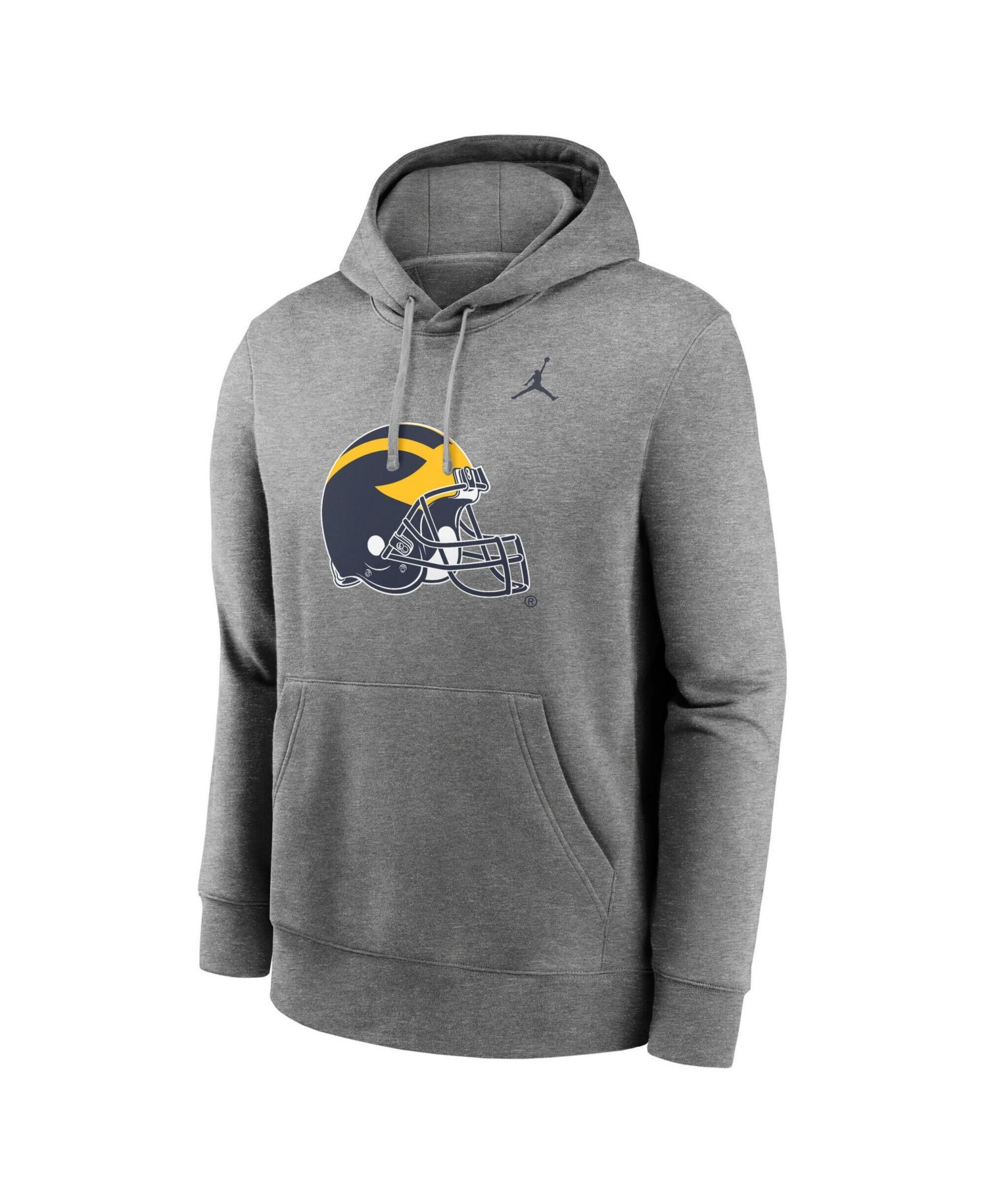 Men's Heather Gray Michigan Wolverines Primetime Alternate Logo Club Fleece Pullover Hoodie