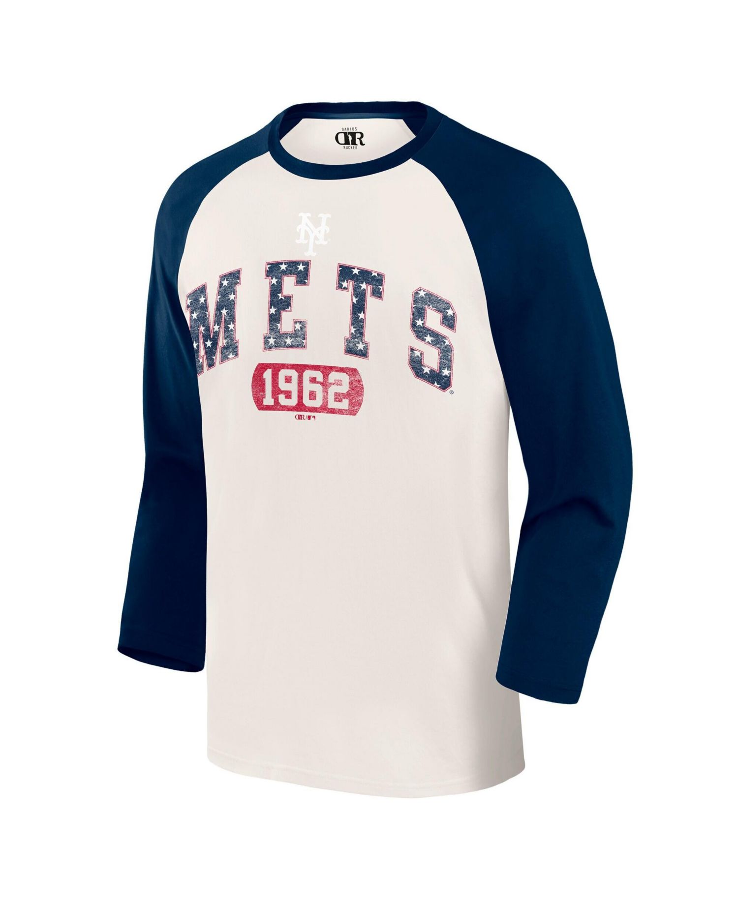 Men's Cream/Navy New York Mets Americana 3/4-Sleeve Raglan T-Shirt
